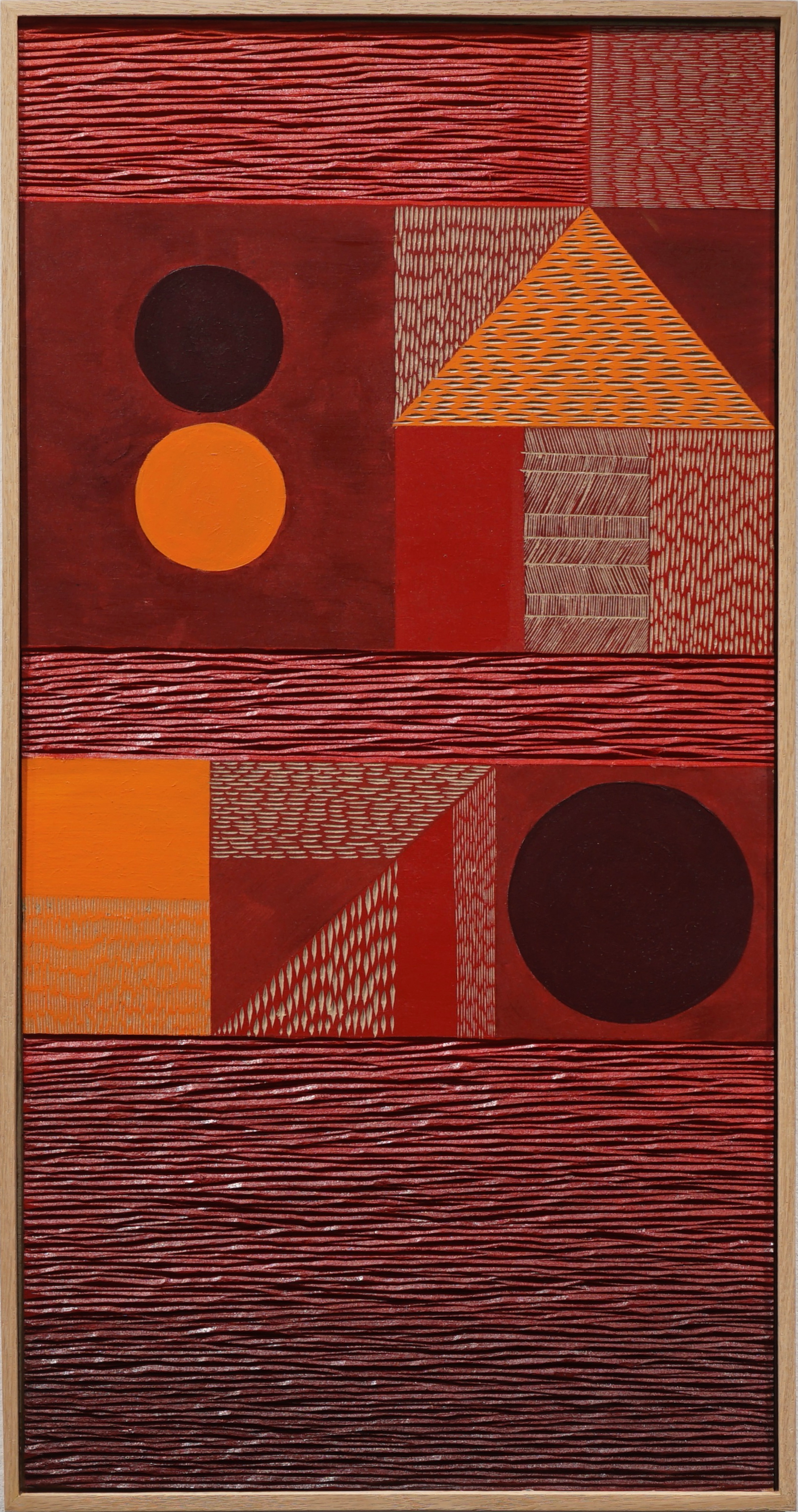 She can have it all [red/orange], November 2025.
80x40cm without frame.
Woodcut on MDF with Acrylic Paint
820 euros