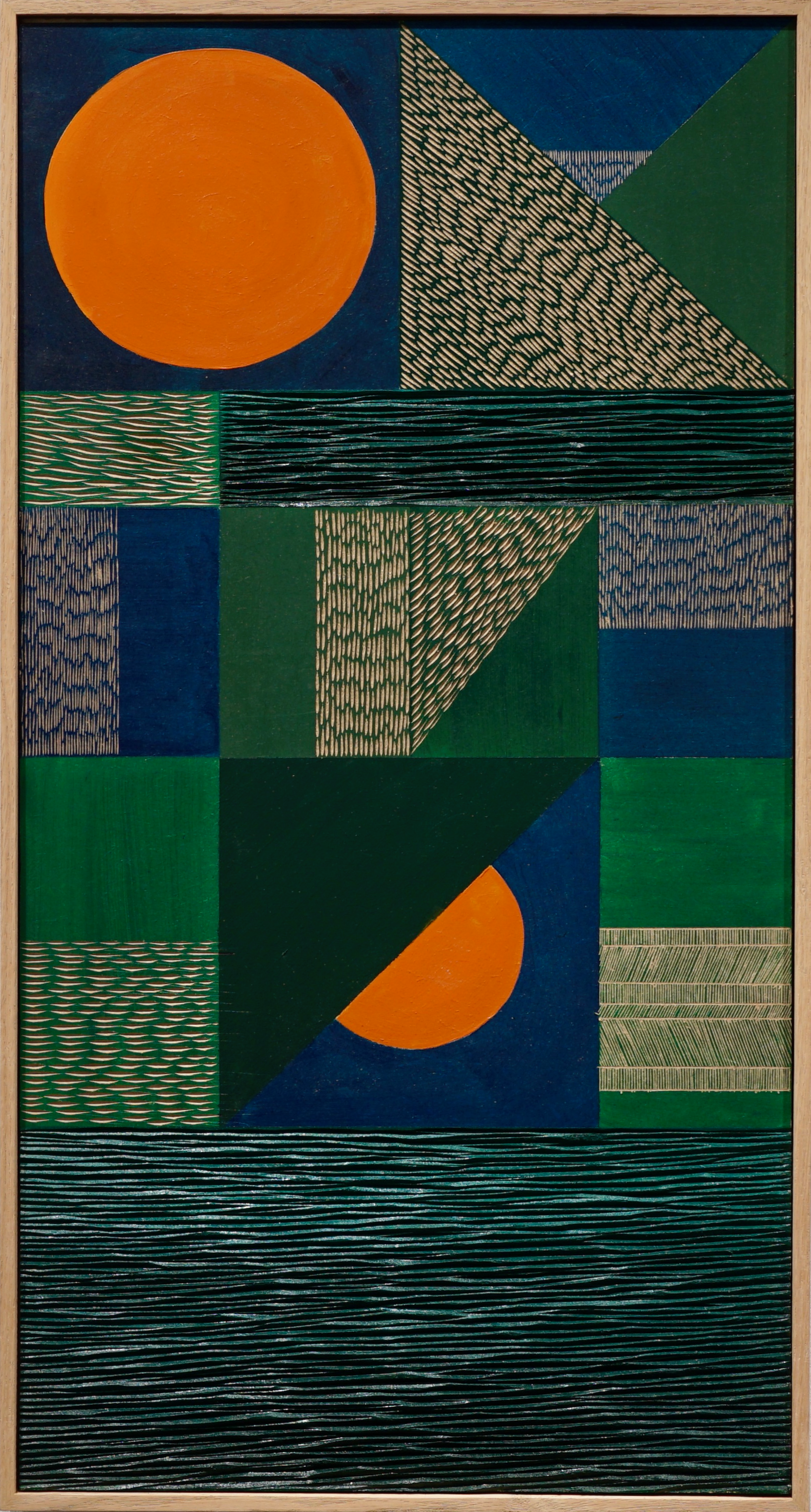 She can have it all [green/orange], November 2025.
80x40cm without frame.
Woodcut on MDF with Acrylic Paint
820 euros
