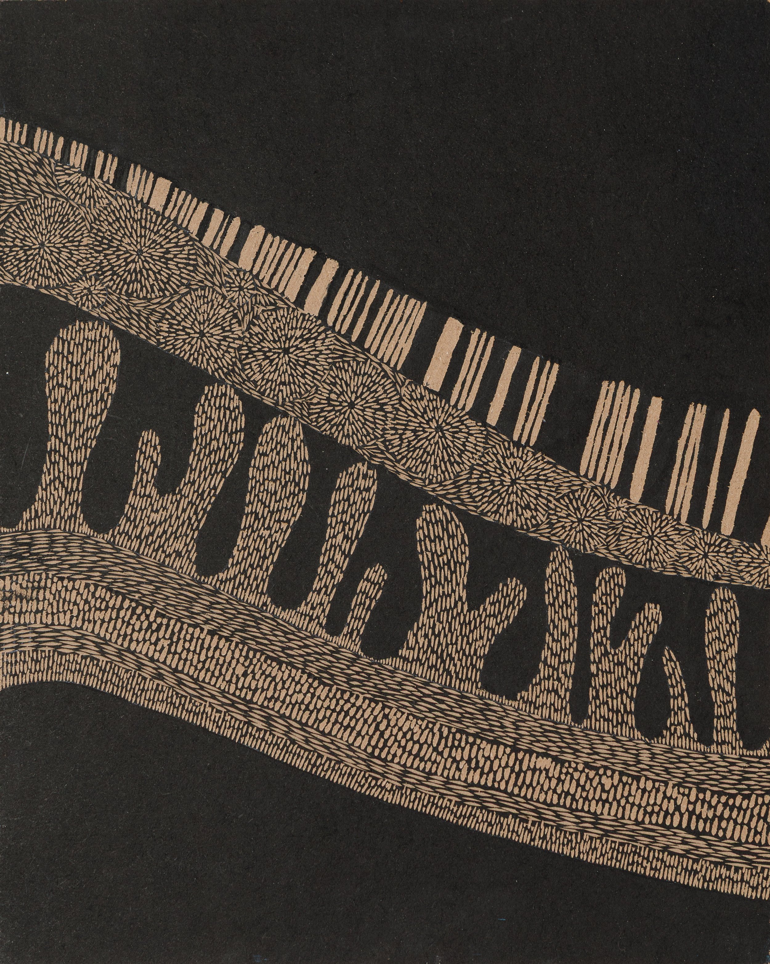 7 layer cell membrane #1 (2 piece), May 2023.
53 x 43 cm with frame.
Woodcut on MDF with Sumi Ink.
400 euros
