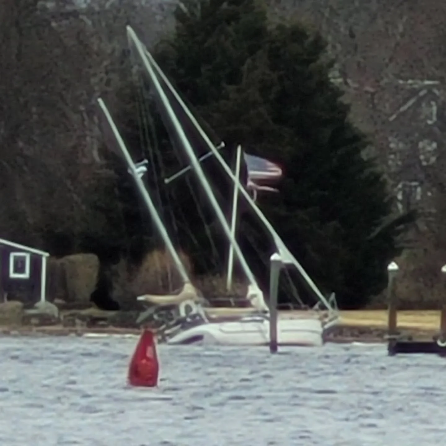 Another reason why winter lay-up is so important in New England! I know the owner of this boat did check it frequently on its mooring, but the marine environment is tough...such a sad sight to see!