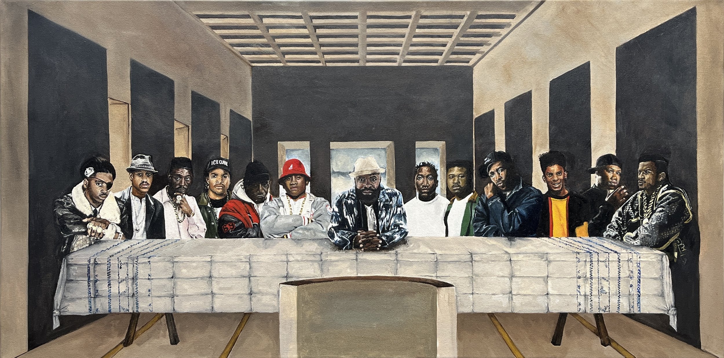 Custom commission for Questlove, 2023. Oil on canvas. 18 x 36 in.