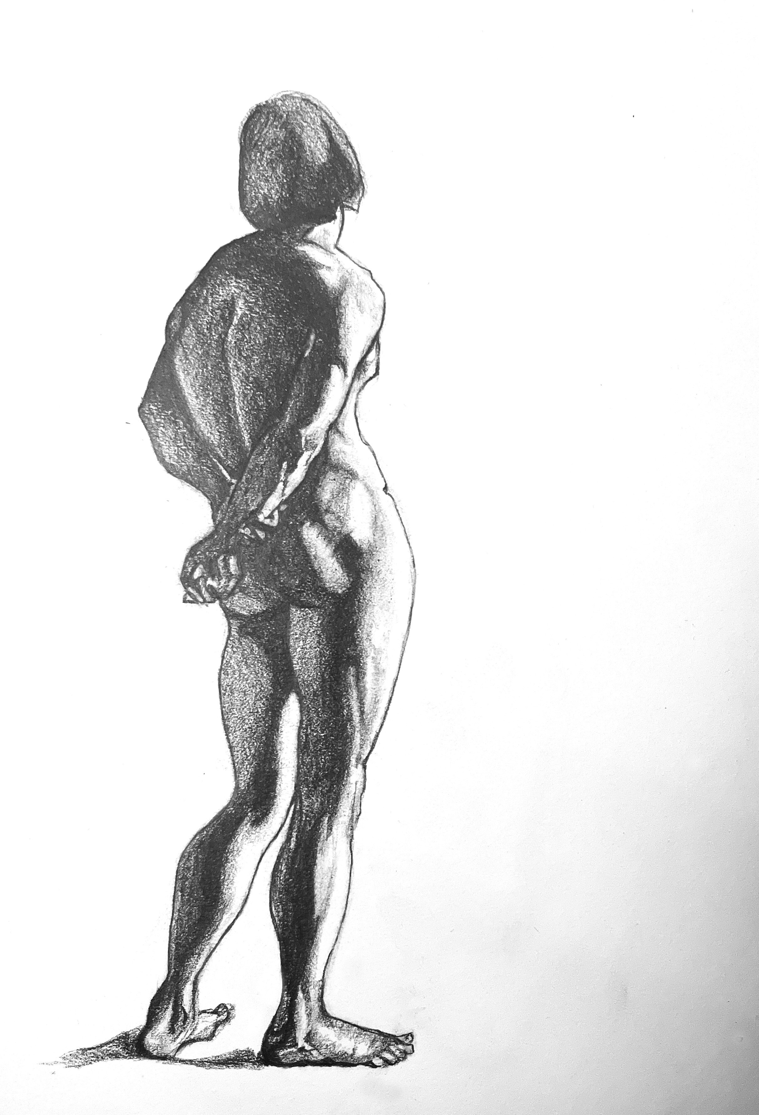 Behind the Curve, 2024. Graphite on paper. 9 x 12 in.