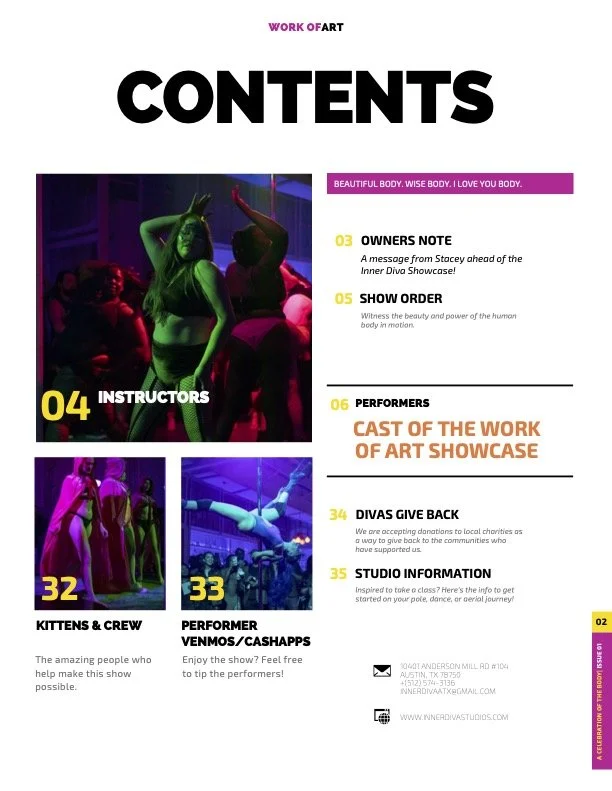 Work of Art Show Program — Inner Diva Studios