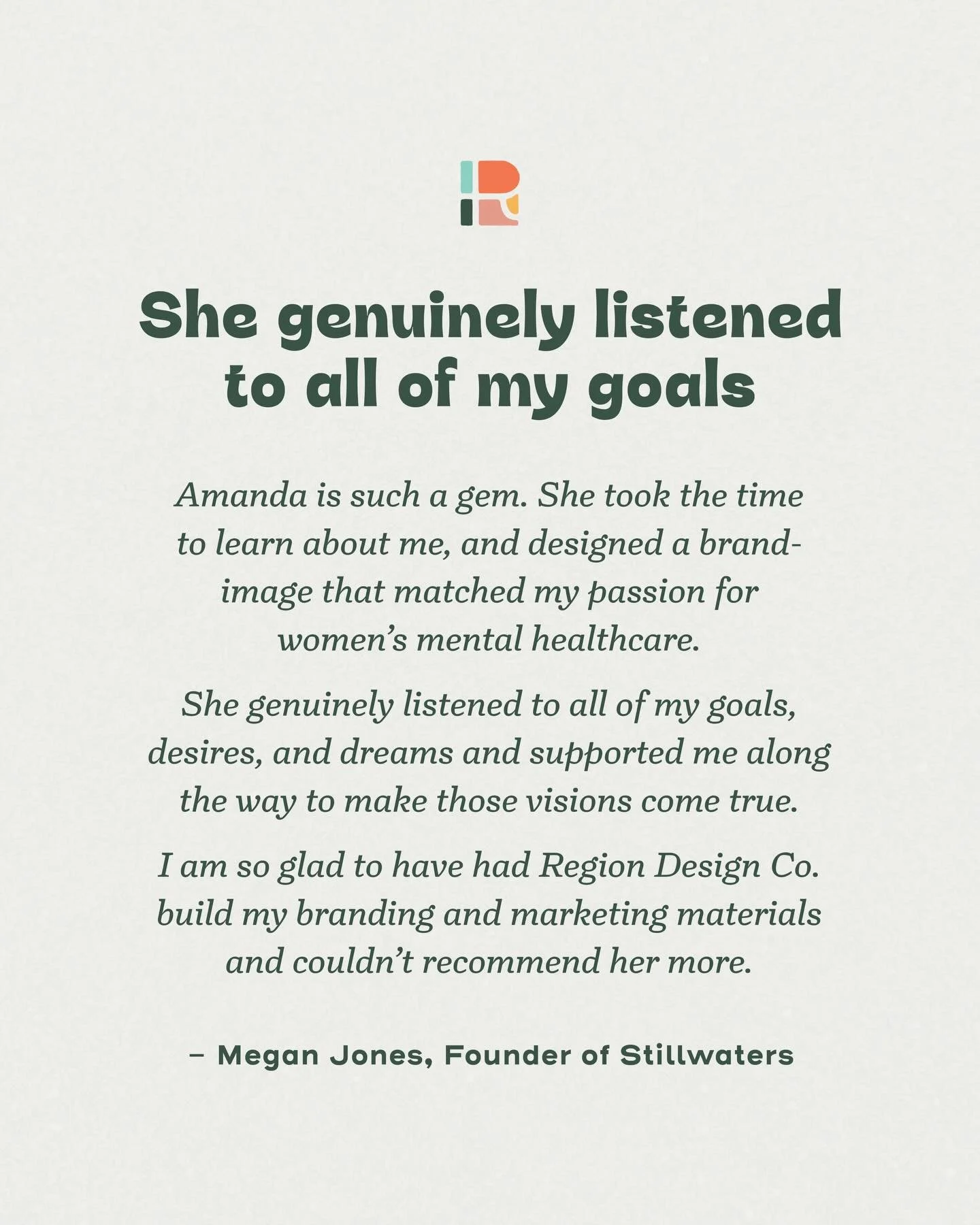 When Megan came to me to build the brand for Stillwaters, she wasn&rsquo;t just looking for a logo. She was building something deeply personal, a space to support women through mental healthcare with compassion, dignity, and trust.

My role was to li