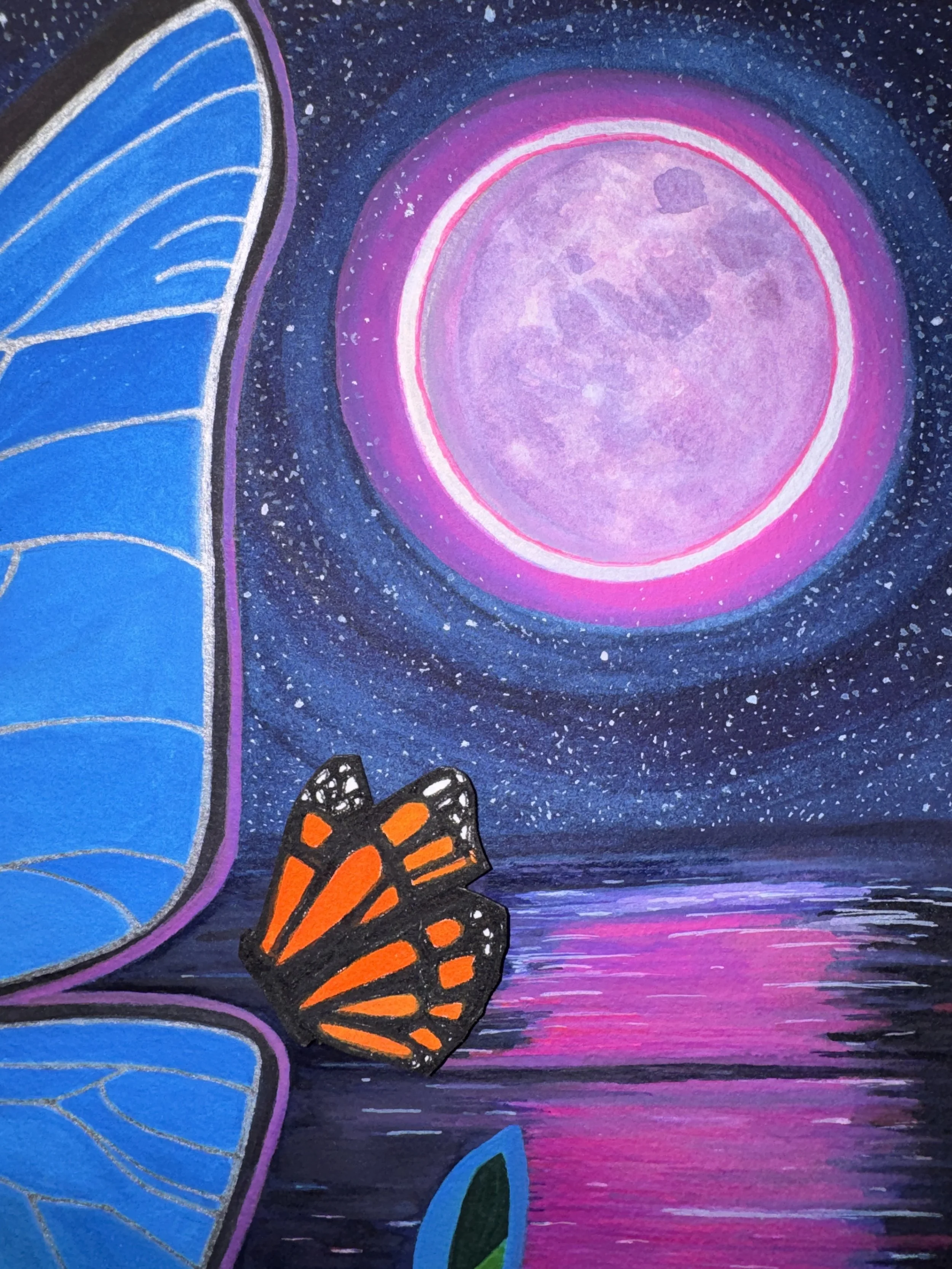 "Divine Feminine," 24 x 18, watercolor, gel pen and original watercolor collage on paper, 2026