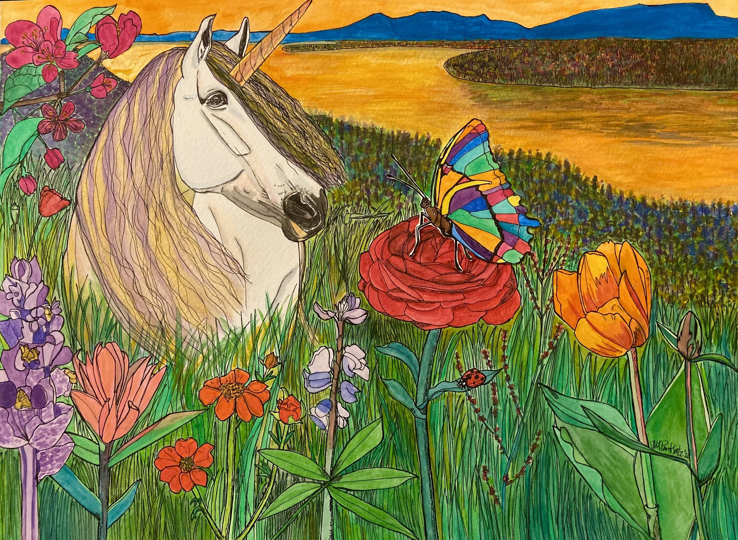 “May You Always Remember", 11 x 14, watercolor and pen on paper, SOLD
