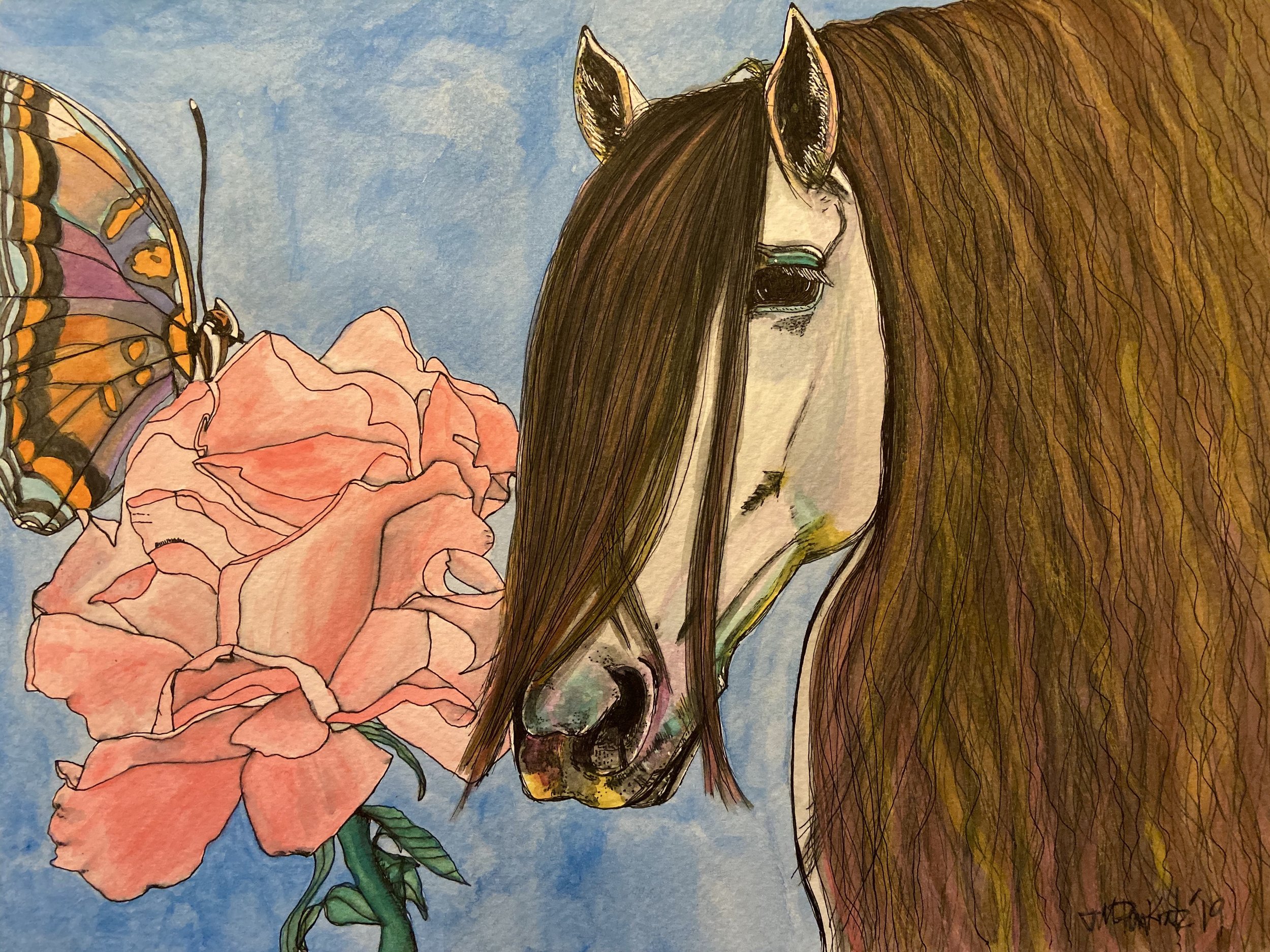 "Courage", 9 x 12, Watercolor and pen, SOLD