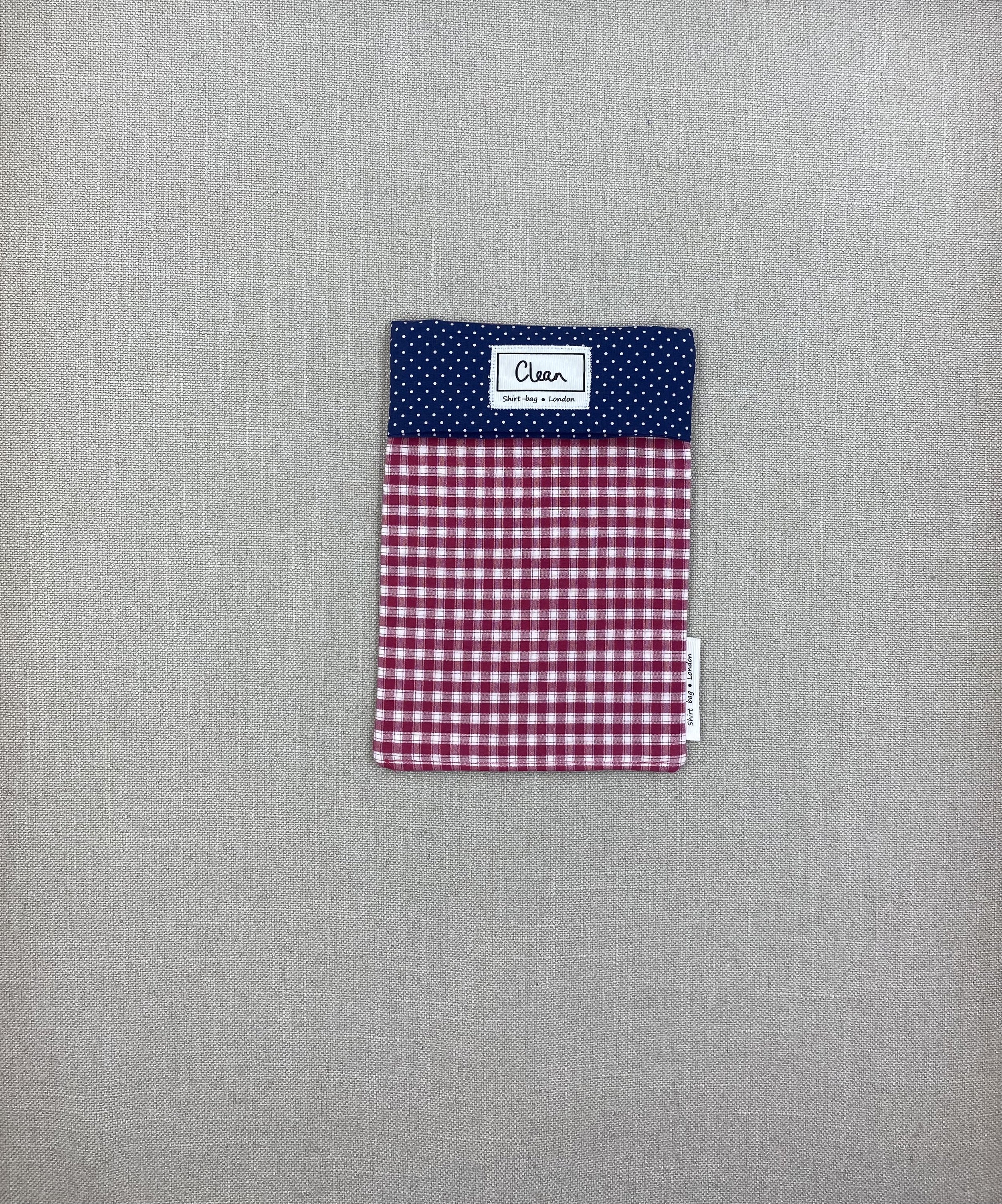Cerise & white check with blue spotty top - small.jpeg