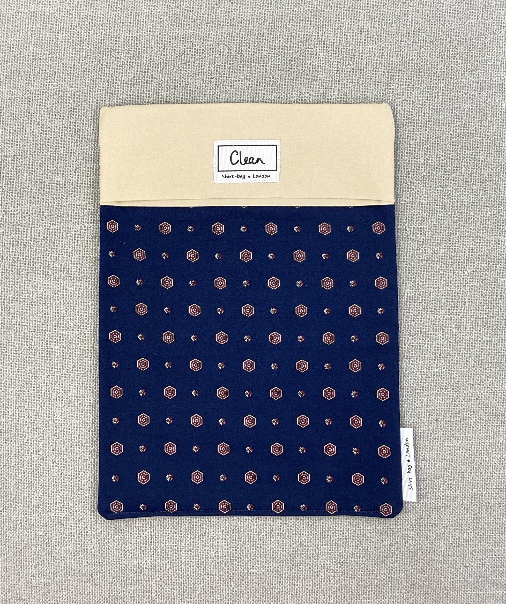Red hexagons on blue with cream top - large.jpeg