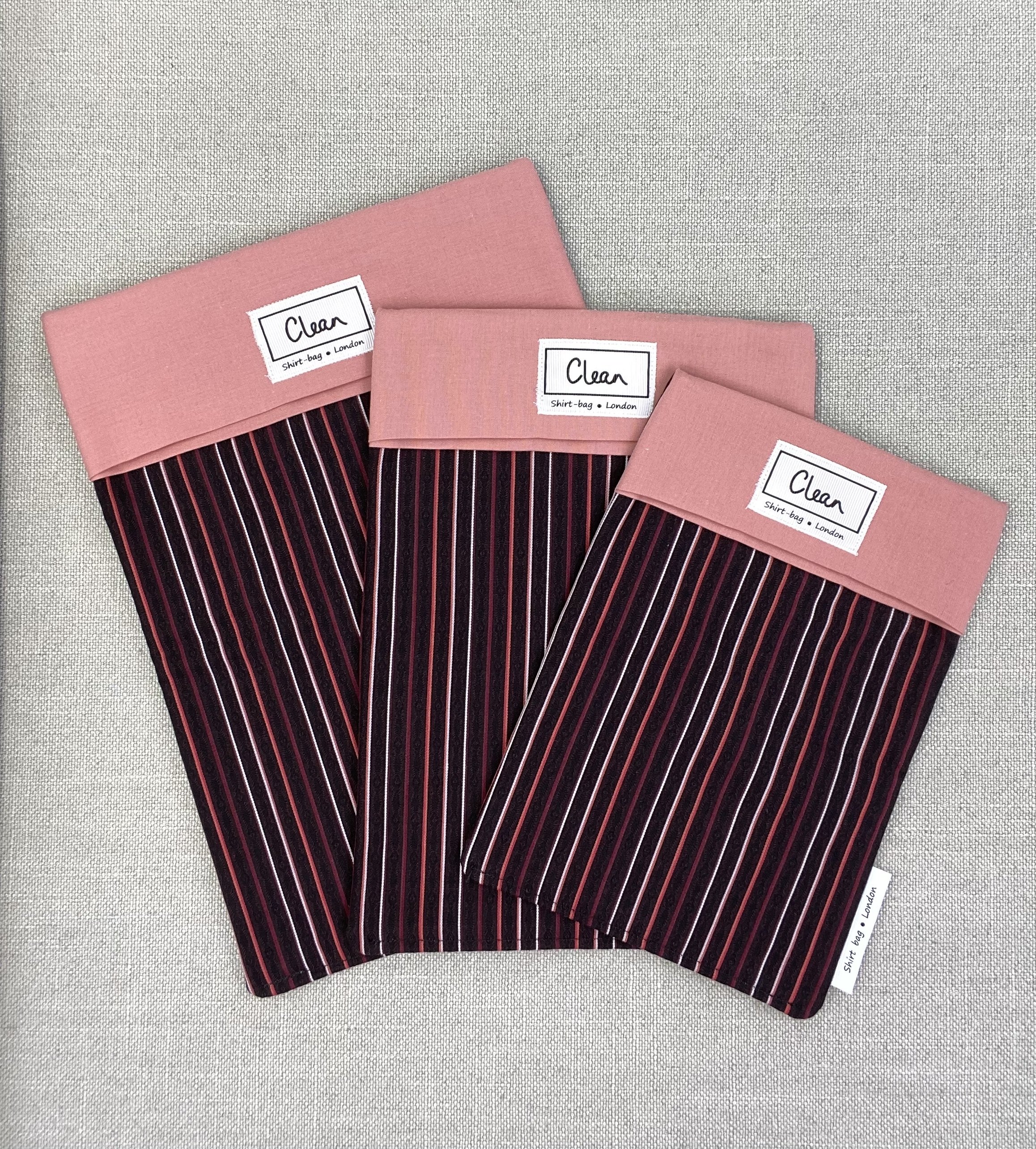 Maroon & cream vertical stripe on black with salmon top.jpeg