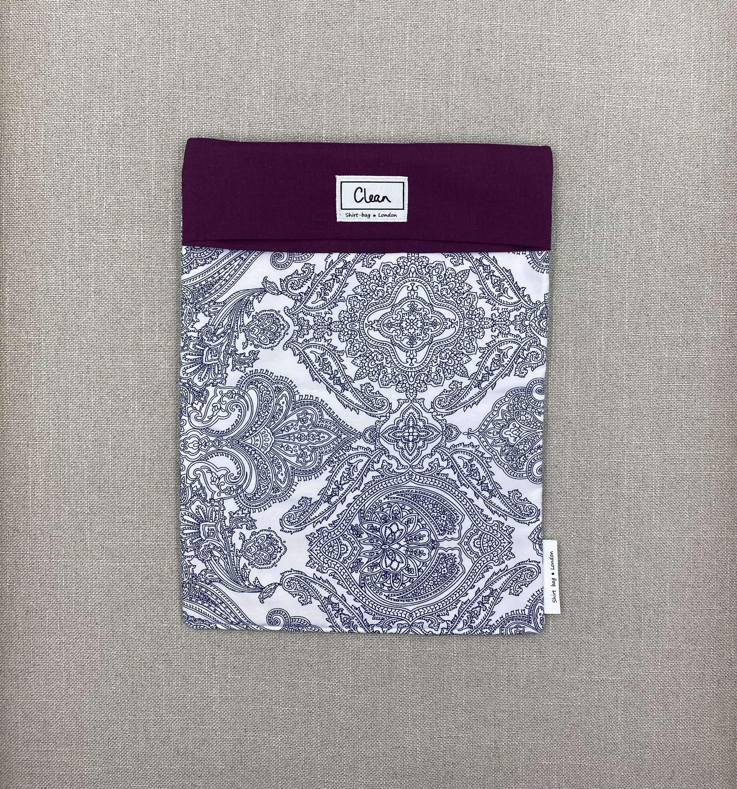 Navy paisley on white with purple top - X large.jpeg