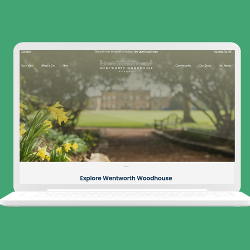 An image of the homepage of Wentworth Woodhouse