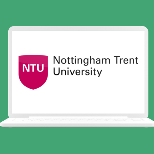 A graphic of a laptop with the Nottingham Trent University logo
