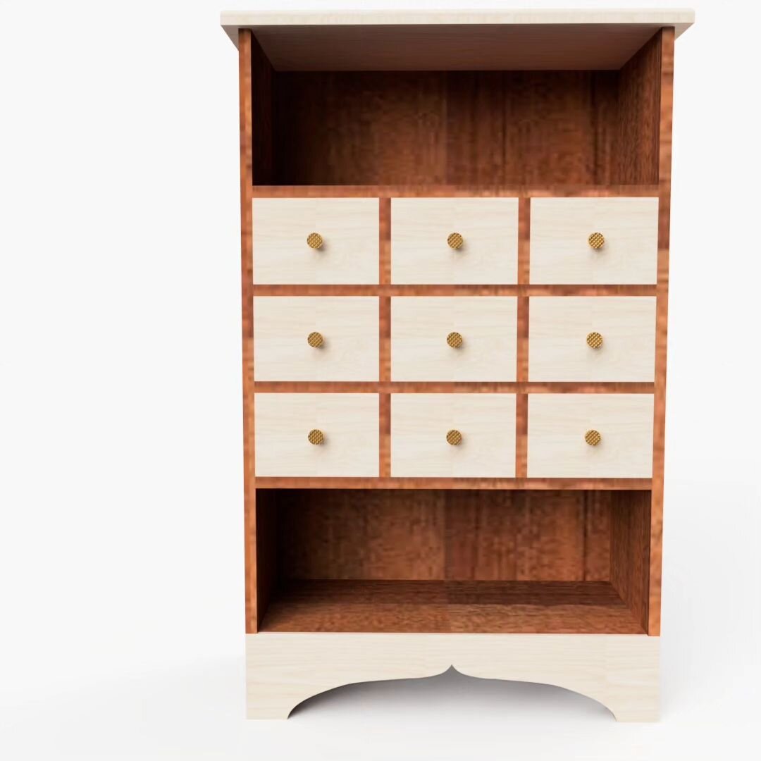 Introducing the &quot;Adele Accent Cabinet&quot;. This ensemble combines contrasting African Sapele and American White Maple, making it stand out in any interior space. Featuring 9 drawers, a nod to traditional apothecary cabinets, and two shelves, i