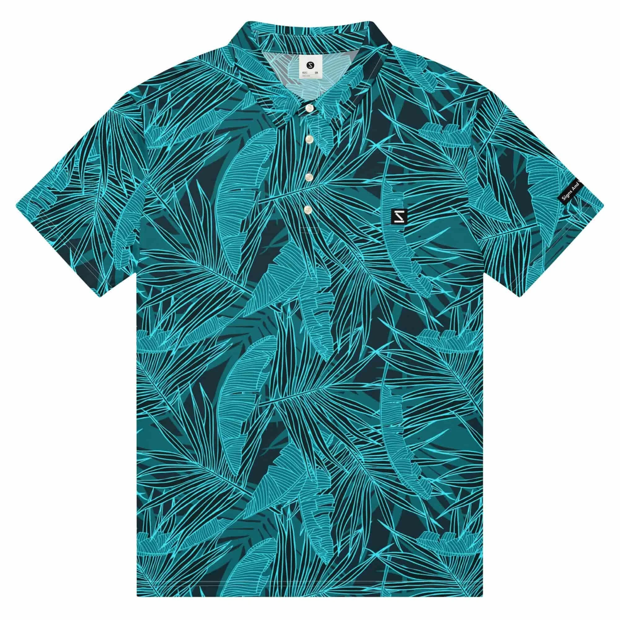Men’s Slim Fit Palm Leaf - Golf Shirt  (Runs Small)