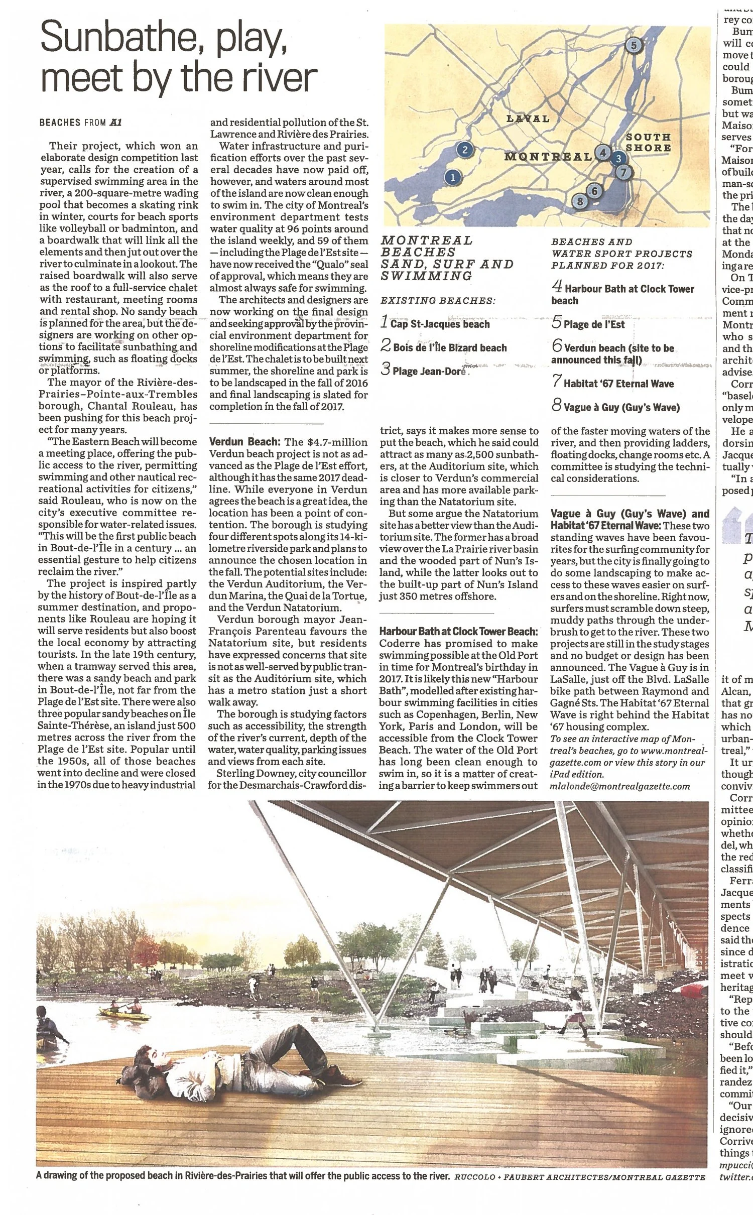 Plage de l'Est dans le journal MONTREAL GAZETTE