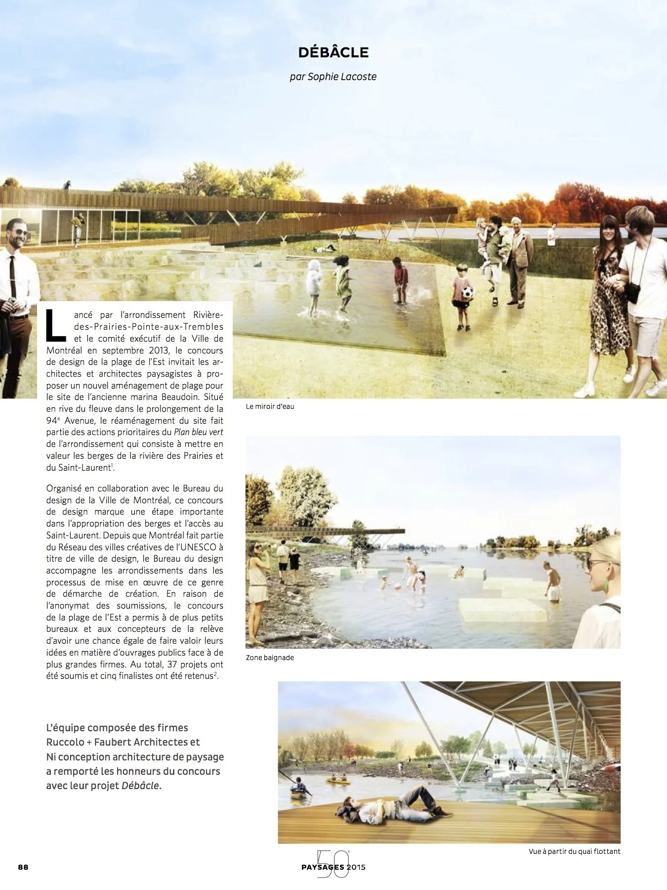 Projet DÉBÂCLE présenté dans la revue Paysages