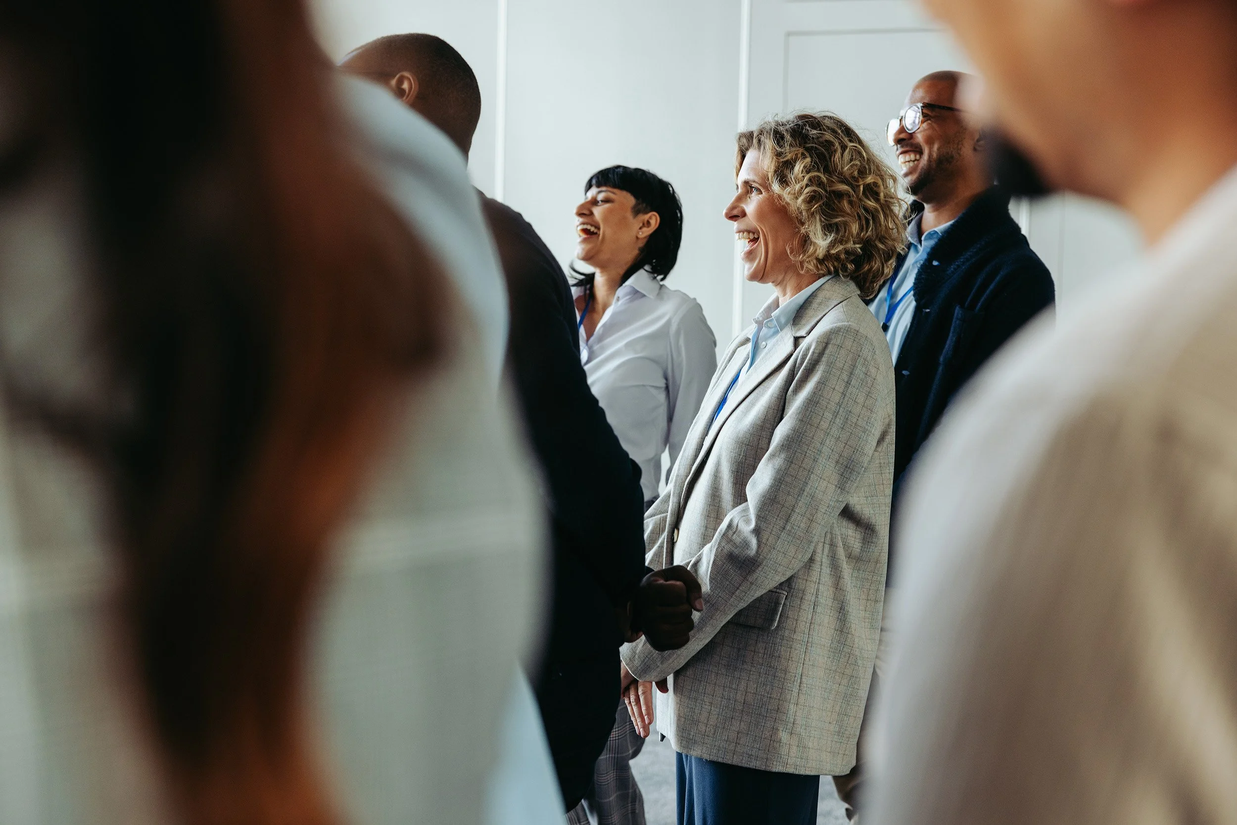Small group of diverse people sharing joy