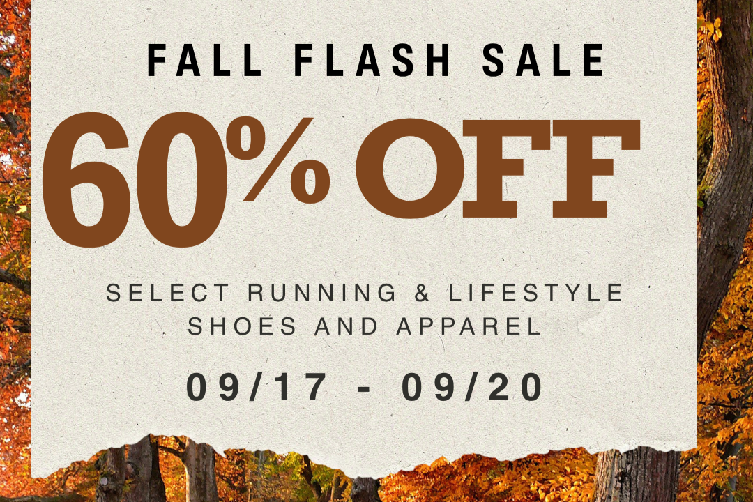 John's Run/Walk Shop Fall Flash Sale 60% off Banner
