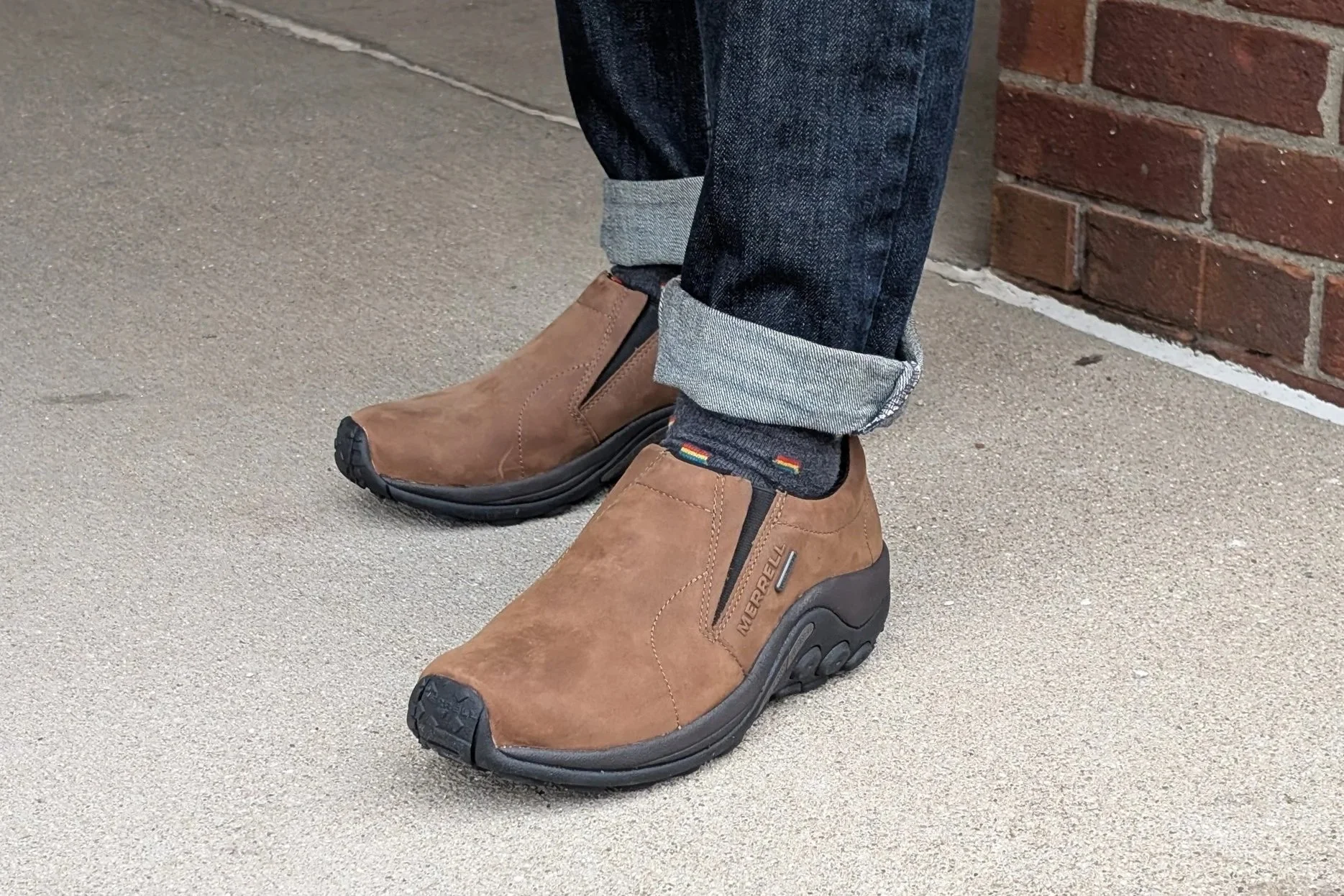 closeup of men's Merrell shoes