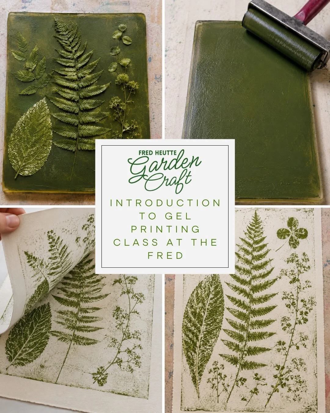Join us Saturday June 27th @fredheuttegarden for an introduction to Gel printing. We&rsquo;ll use garden materials (bring some from your garden if you like) and create gorgeous detailed prints. You&rsquo;ll leave with detailed instructions, a resourc