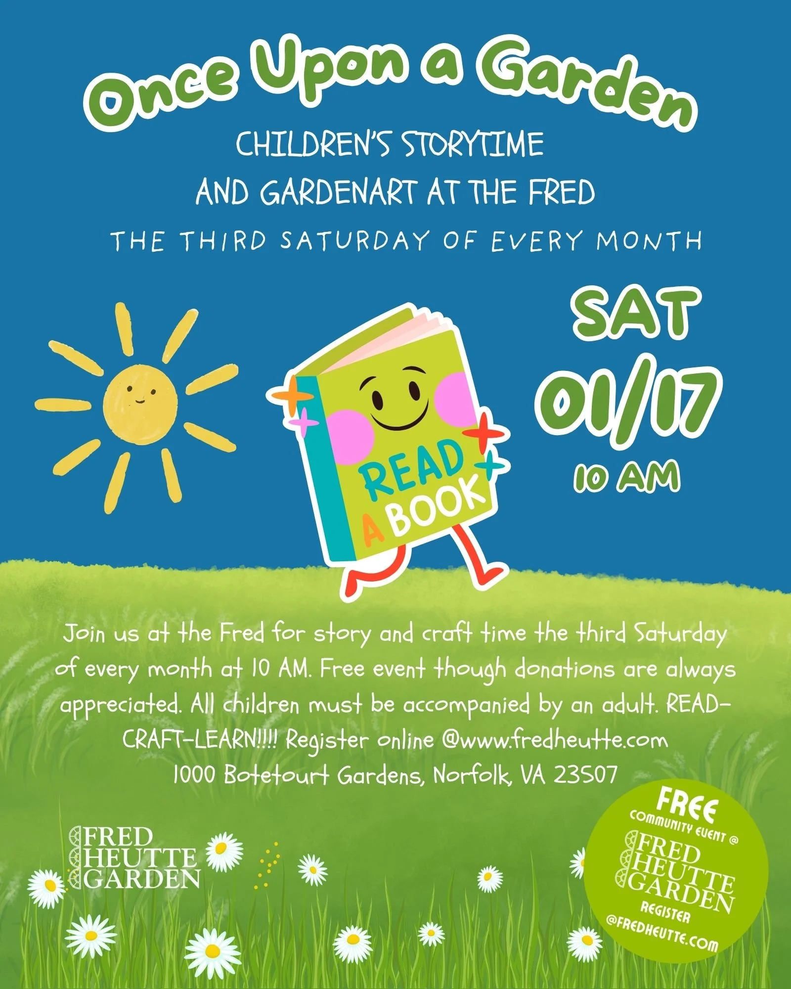 Once Upon a Garden is a joyful, hands-on children’s program held the third Saturday of every month at Fred Heutte Garden. Designed to spark curiosity and a lifelong love of nature, each gathering blends storybook reading, creative make-and-take craft