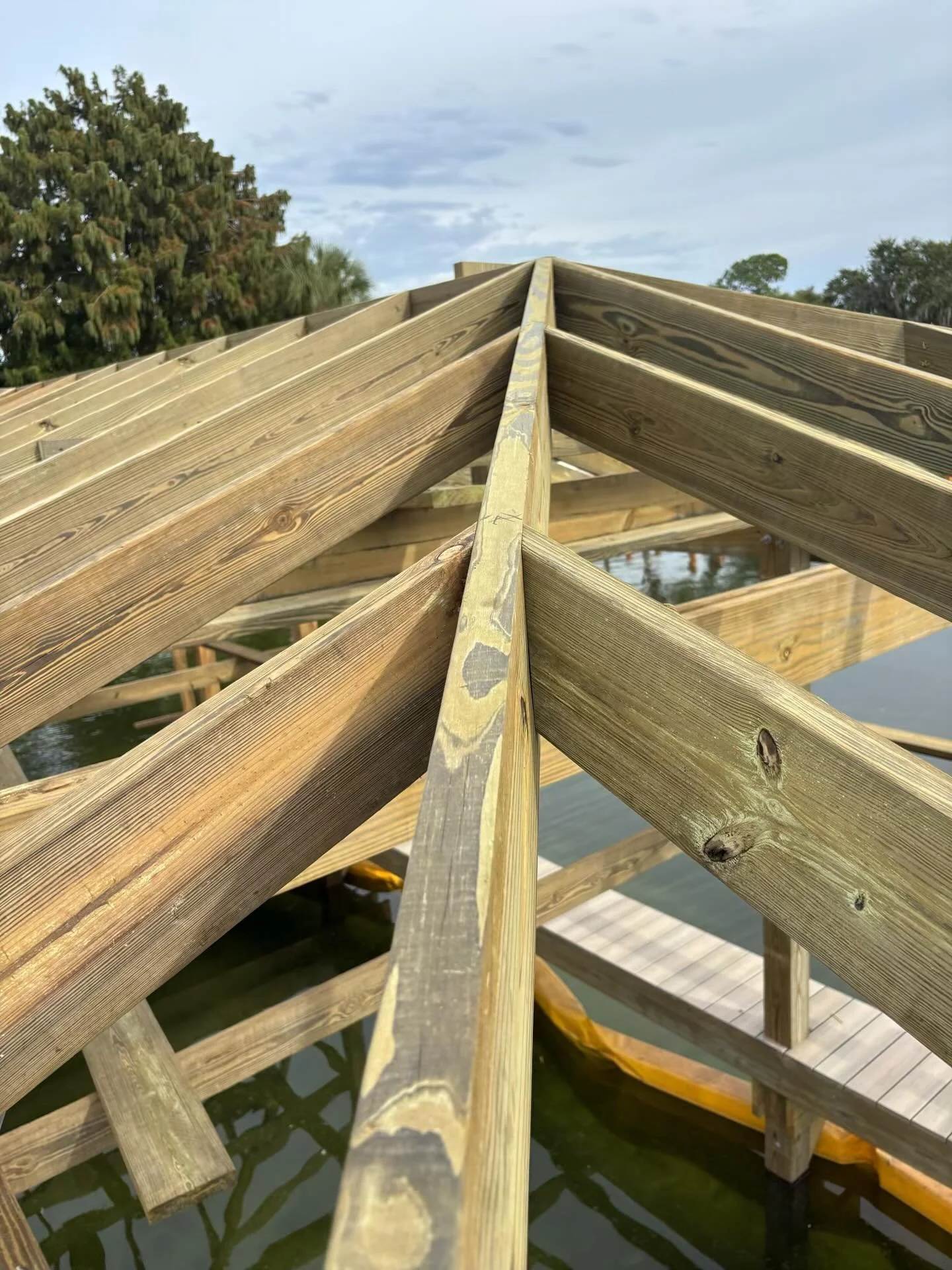 Client update: Suzan&lsquo;s roof is all framed up ready for some tongue and groove boards this week. These boards work by having a corresponding protruding &ldquo;tongue&rdquo; on one edge and a &ldquo;groove&rdquo; on the opposite edge, which inter
