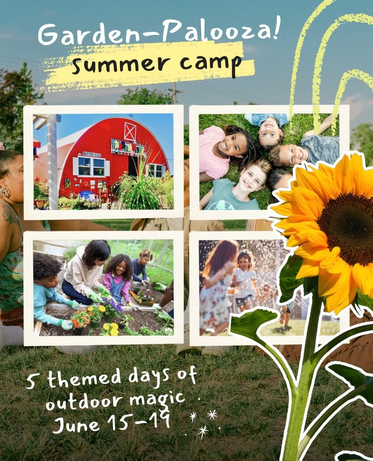 This is the kind of summer week they remember. 🌼✨

Garden-Palooza is 5 themed days of fresh air, flowers, crafts, animals, bubbles, first responders, planting, playing, and that sweet kind of childhood magic you can&rsquo;t fake.

The dirt on their 