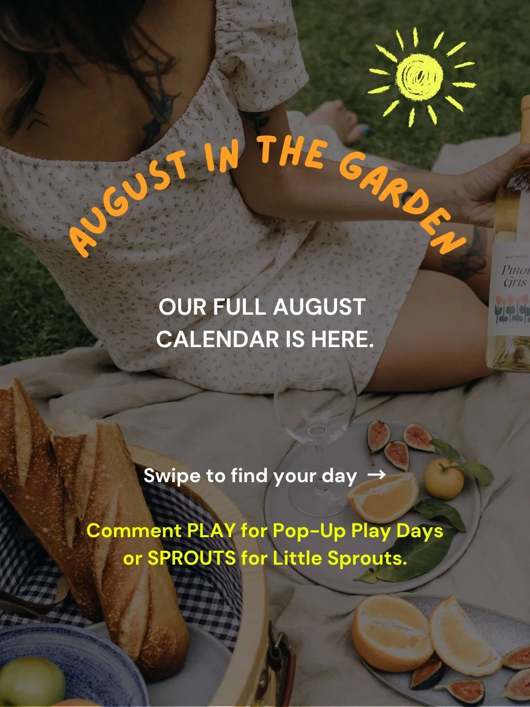 Comment PLAY for August pop-up play days 🌞
Comment SPROUTS for Little Sprouts toddler days 🌱