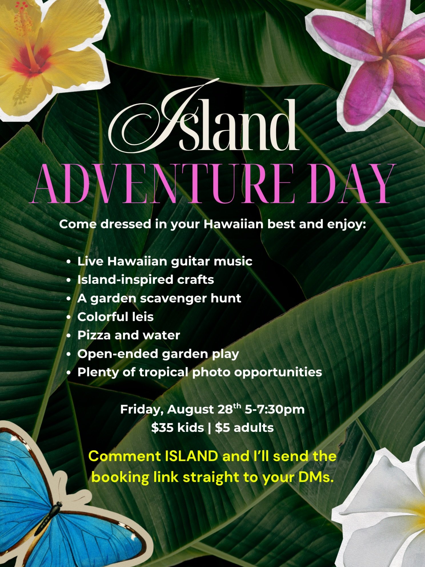 Comment ISLAND and I&rsquo;ll send the booking link straight to your DMs 🌺🏝️