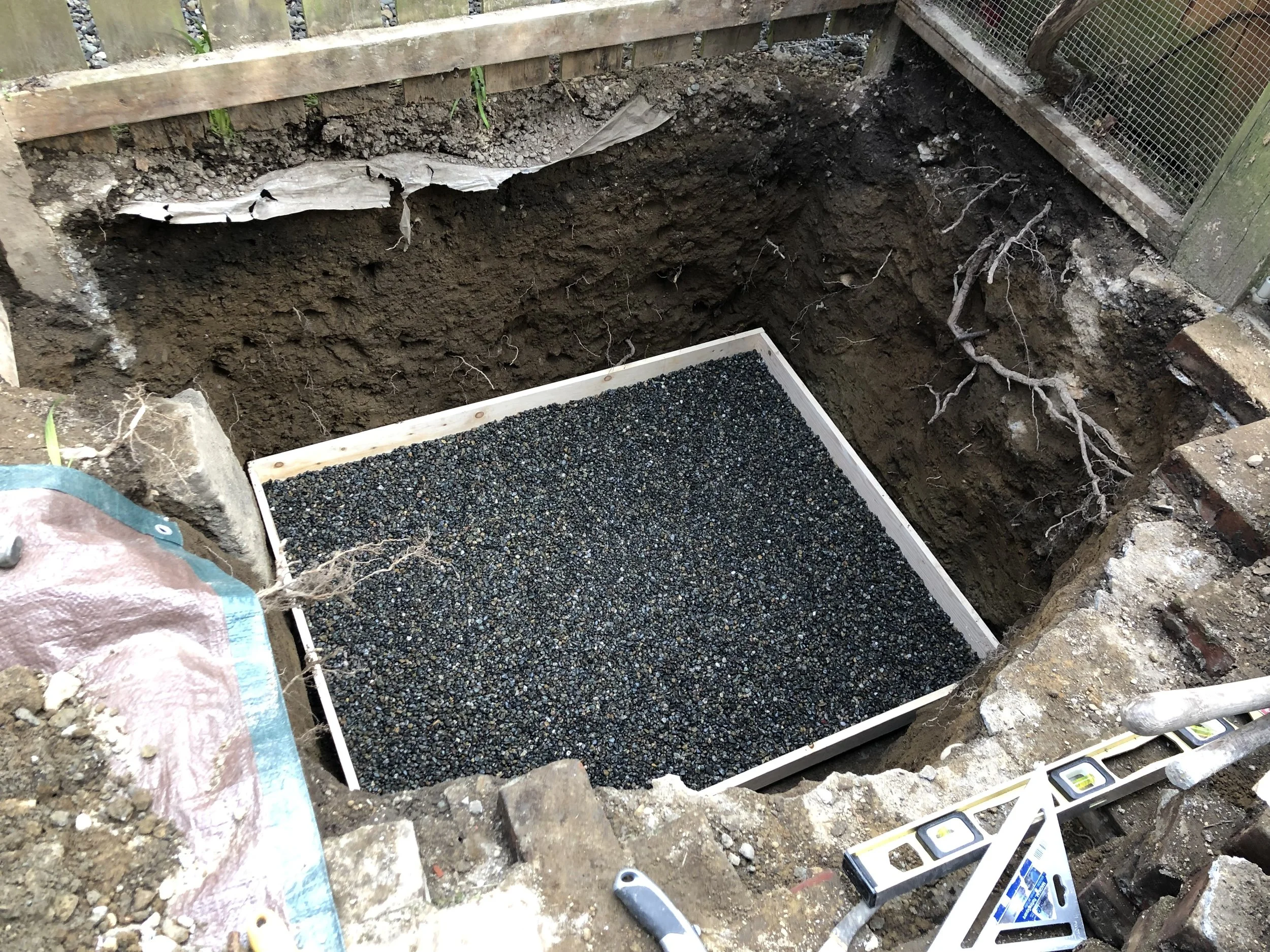 Gravel over the insulation, before concrete