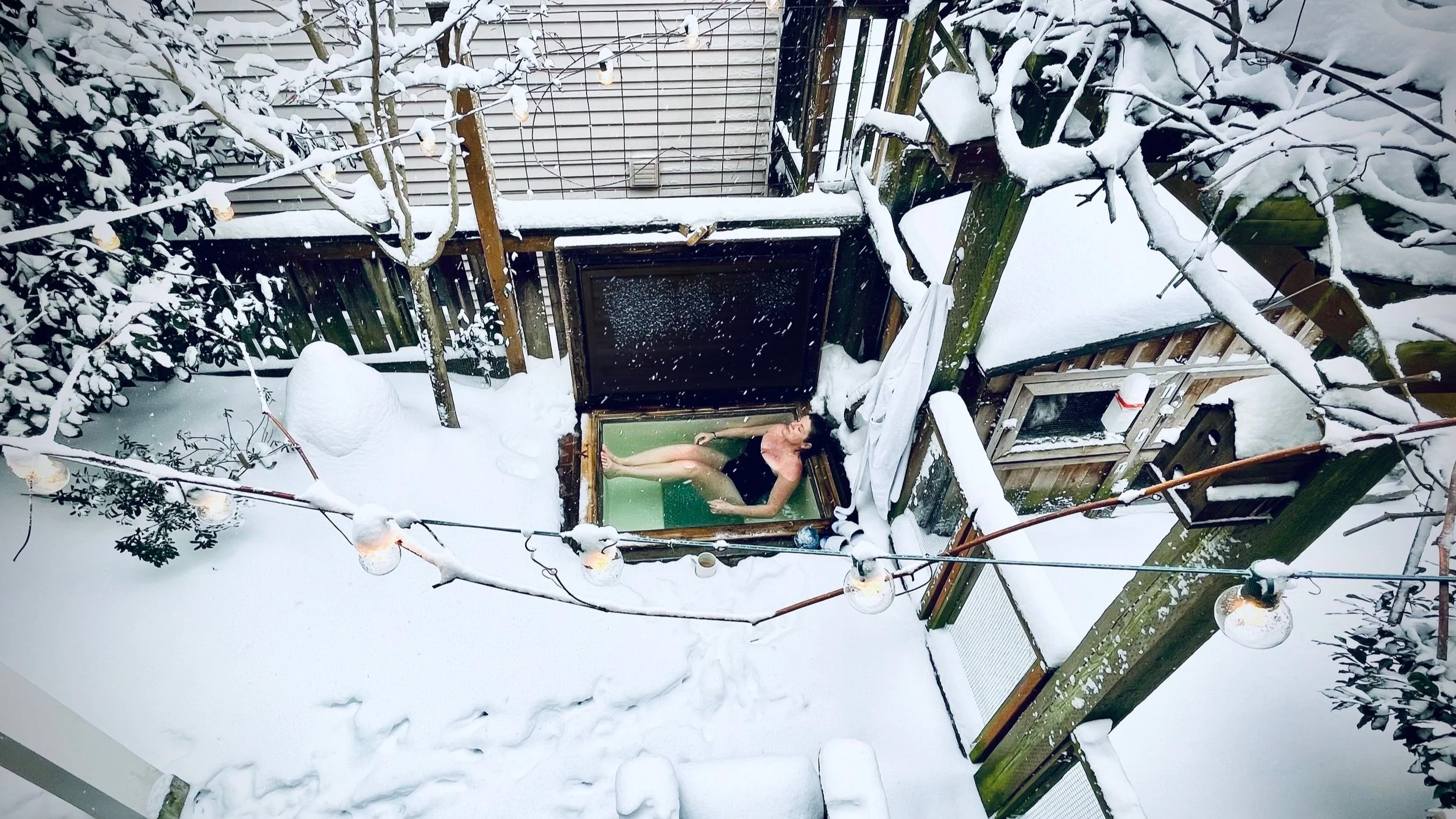 Sam enjoy a winter dip