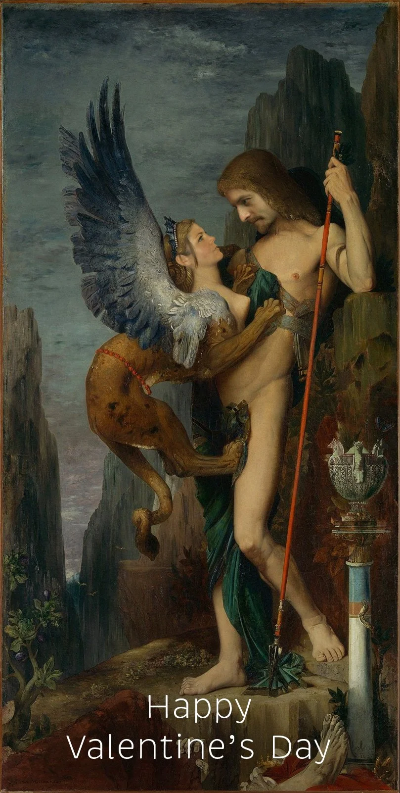 Valentine's Card 2025 - Oedipus and the Sphinx - Painting by Gustave Moreau
