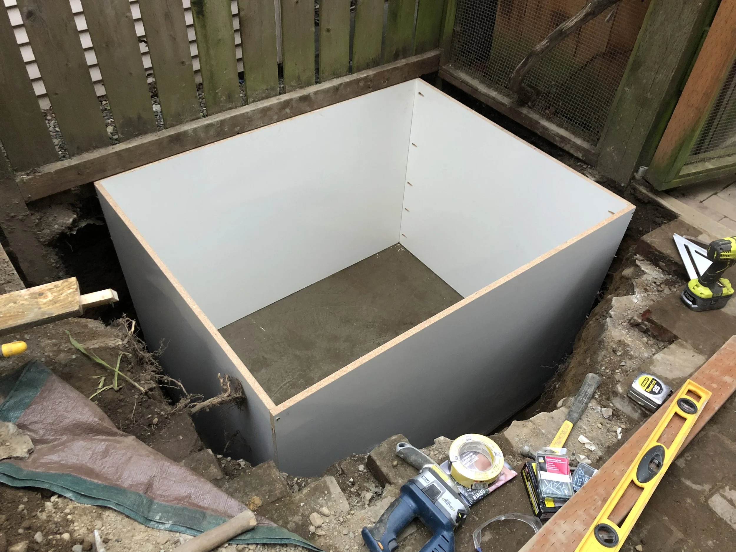 Outside wall of form built