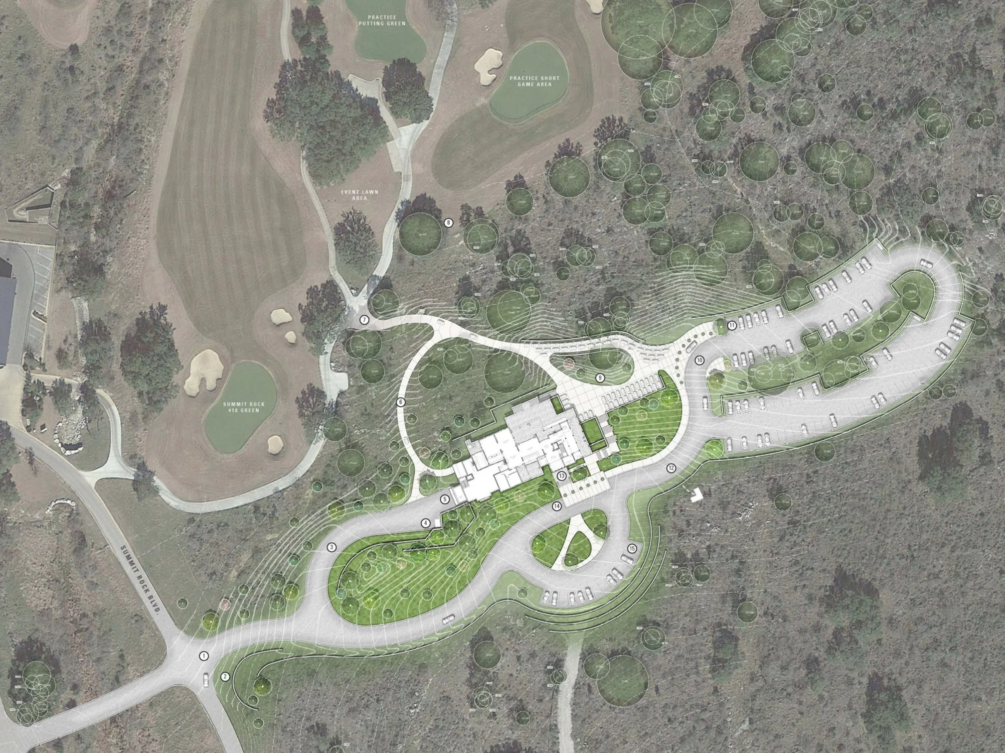 Aerial view of construction planning for Summit Rock.