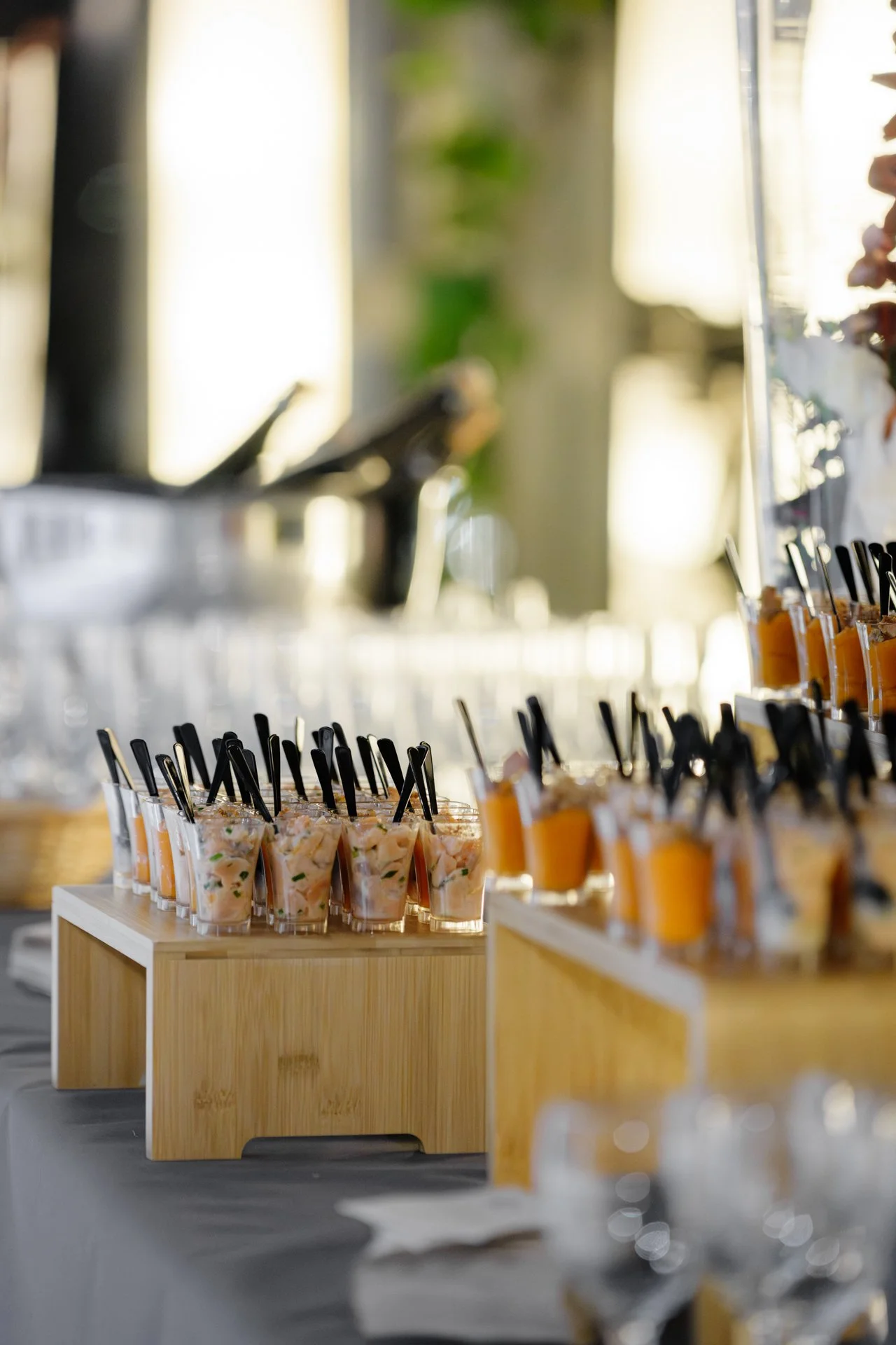 Verrines servies lors du cocktail dinatoire de l’événement client Legal2digital