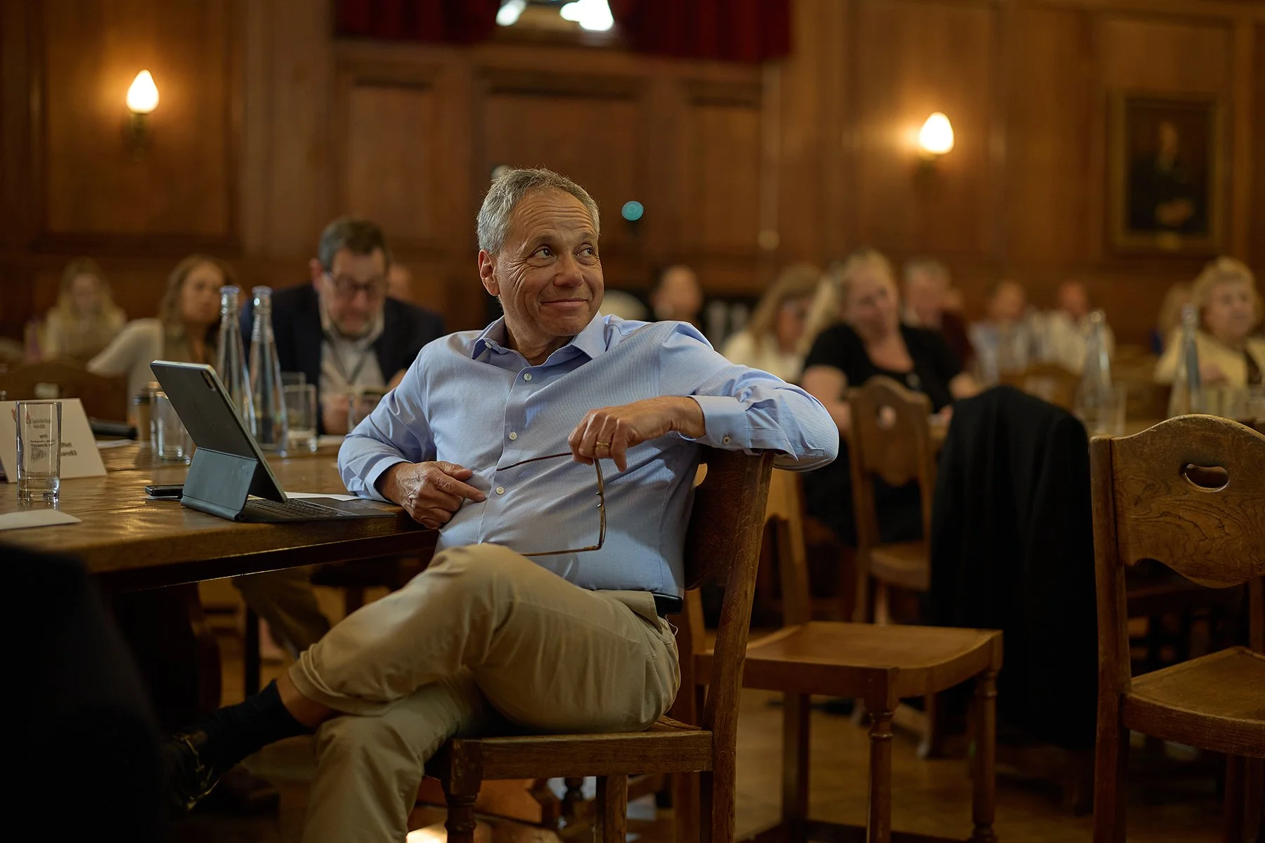 Environmental portrait of Dr. Peter Singer, Emeritus Professor, attending the World Health Summit and PQMD forum in London, captured by Matt Ankers Studio.