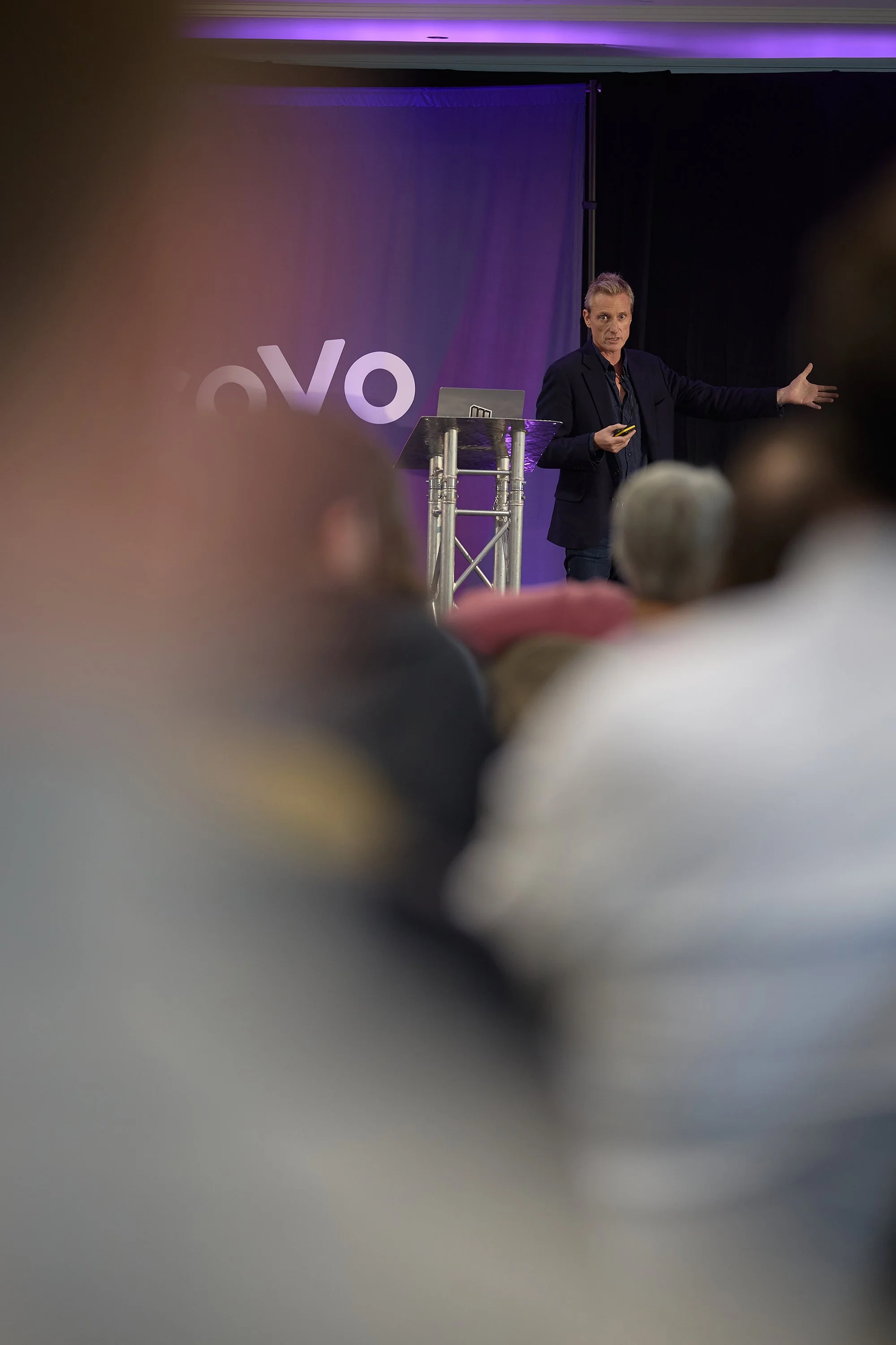 WIRED Magazine's Jeremy White delivering a tech keynote at the VoCoVo event in Oxford, captured by commercial photographer Matt Ankers Studio.