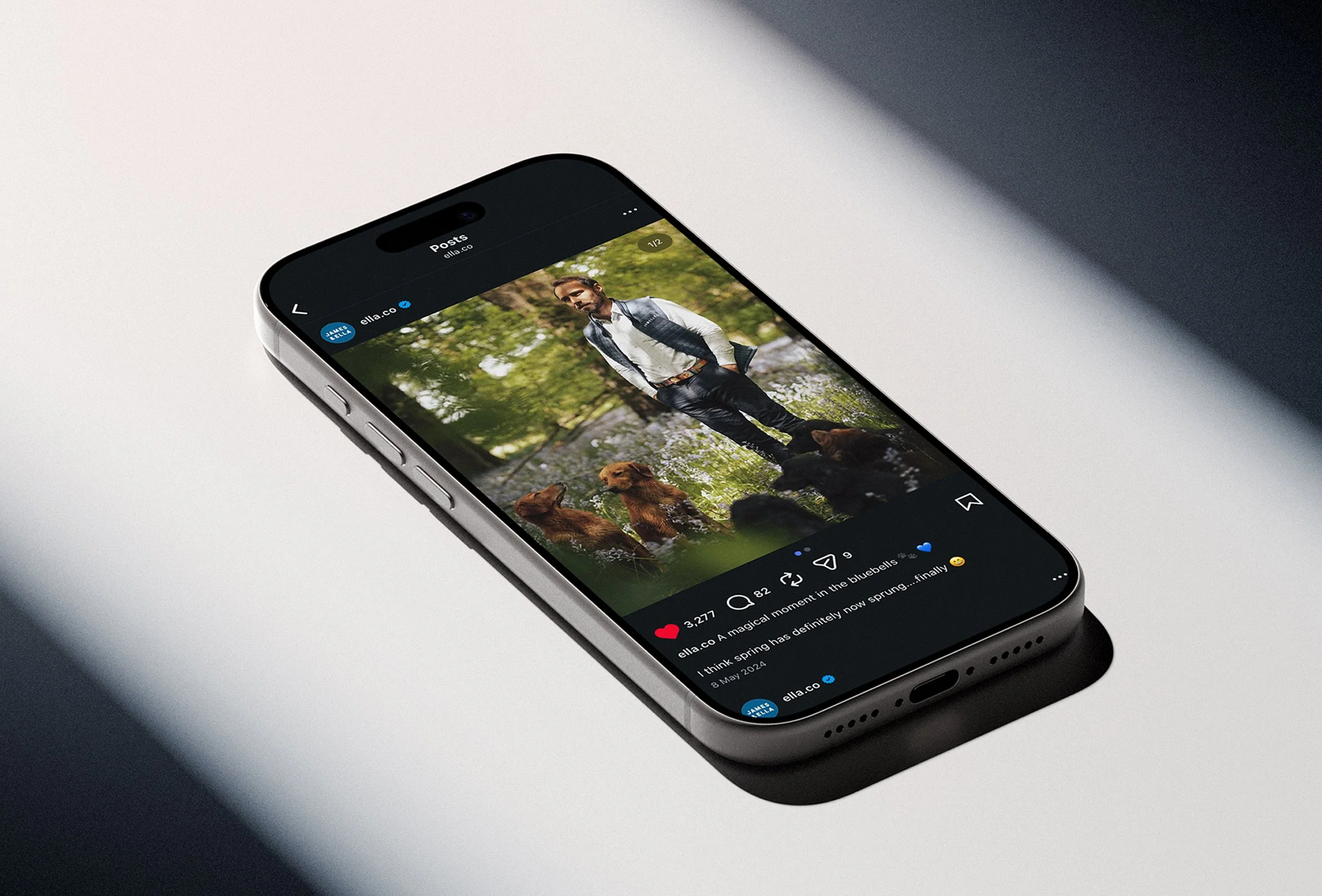 Lifestyle photography of James Middleton for his brand James & Ella, being used on social media