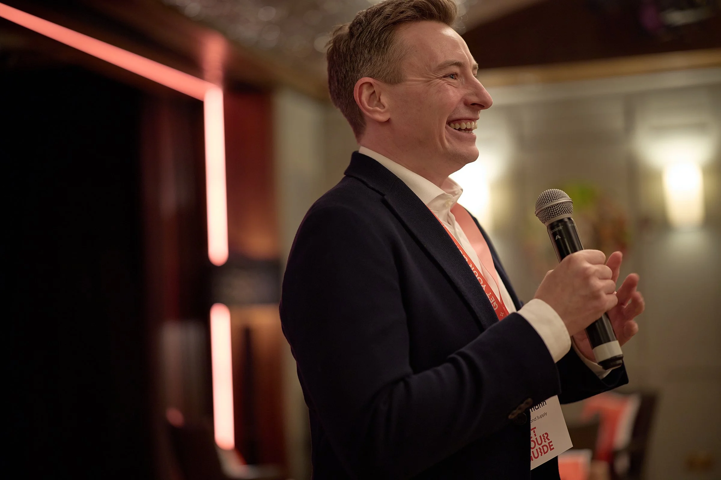 Dr. Benedikt Berlemann, VP of Sales and Supply at GetYourGuide, delivering a keynote speech at a Soho partners event in London to celebrate the brand's West End expansion.