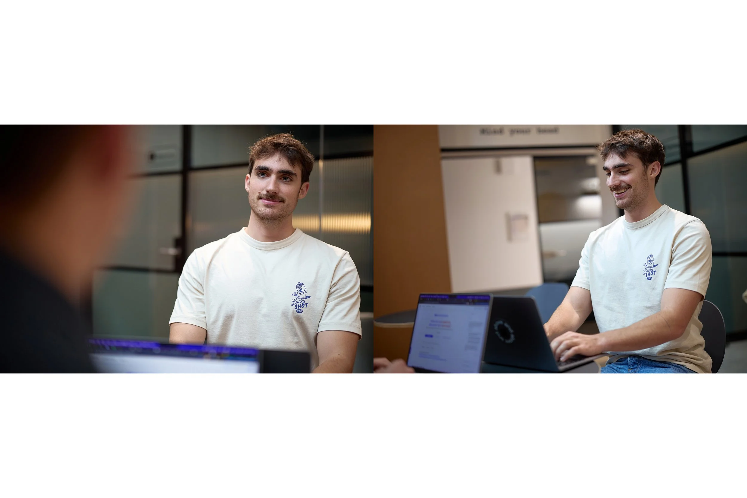 Commercial corporate photography for &above's branding campaign, documenting team members working on AI solutions in their London office for marketing and recruitment assets.