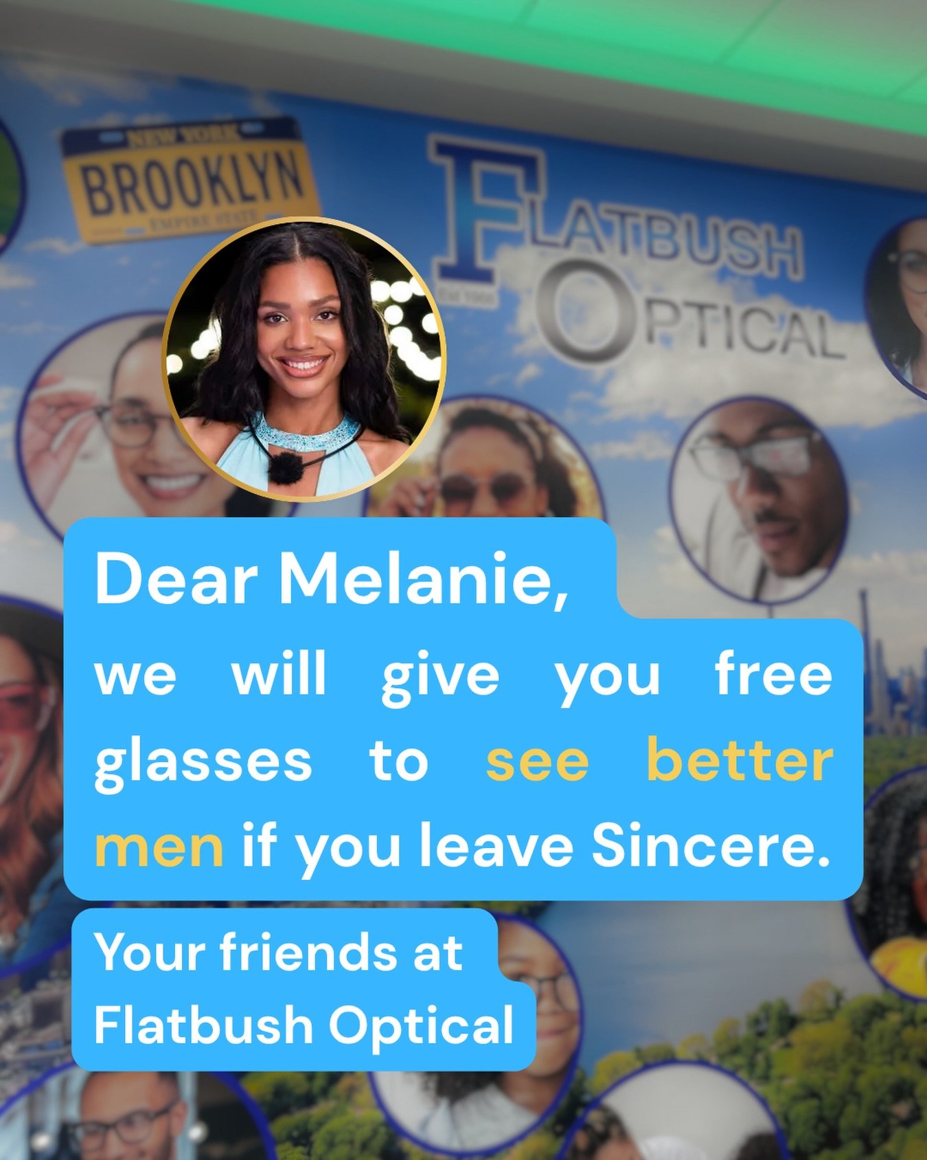 We want everyone to see clearly and choose what&rsquo;s best for them, especially our girl Melanie. 

#loveislandusa #melanieloveisland #freeglasses #sincereloveisland