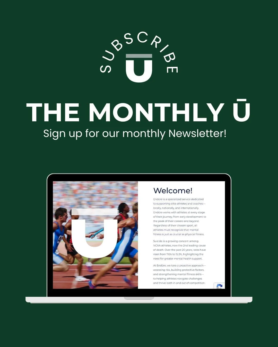 Have you signed up for The Monthly Ū yet? 📧 From tips for mental wellness for athletes and coaches, to who and what is currently inspiring us, this newsletter is the place to be to hear from Endūre Mental Fitness. Sign up at the link in our bio! 🔗
