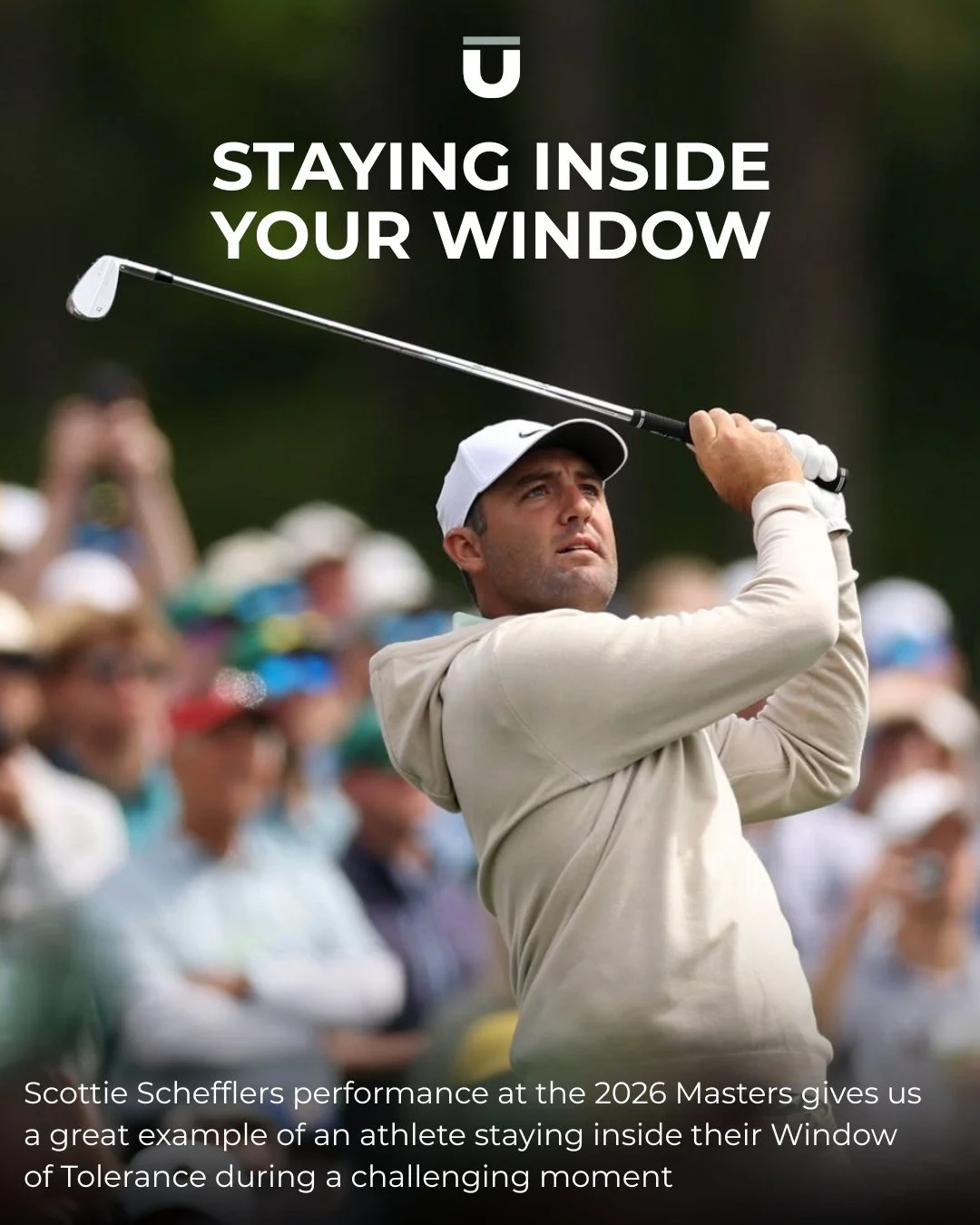 We are always on the lookout for athletes who do an exceptional job of staying inside their Window of Tolerance when facing challenging moments during a game, series, or tournament. At the @masters this year, @scottie_scheffler stood out to us when f