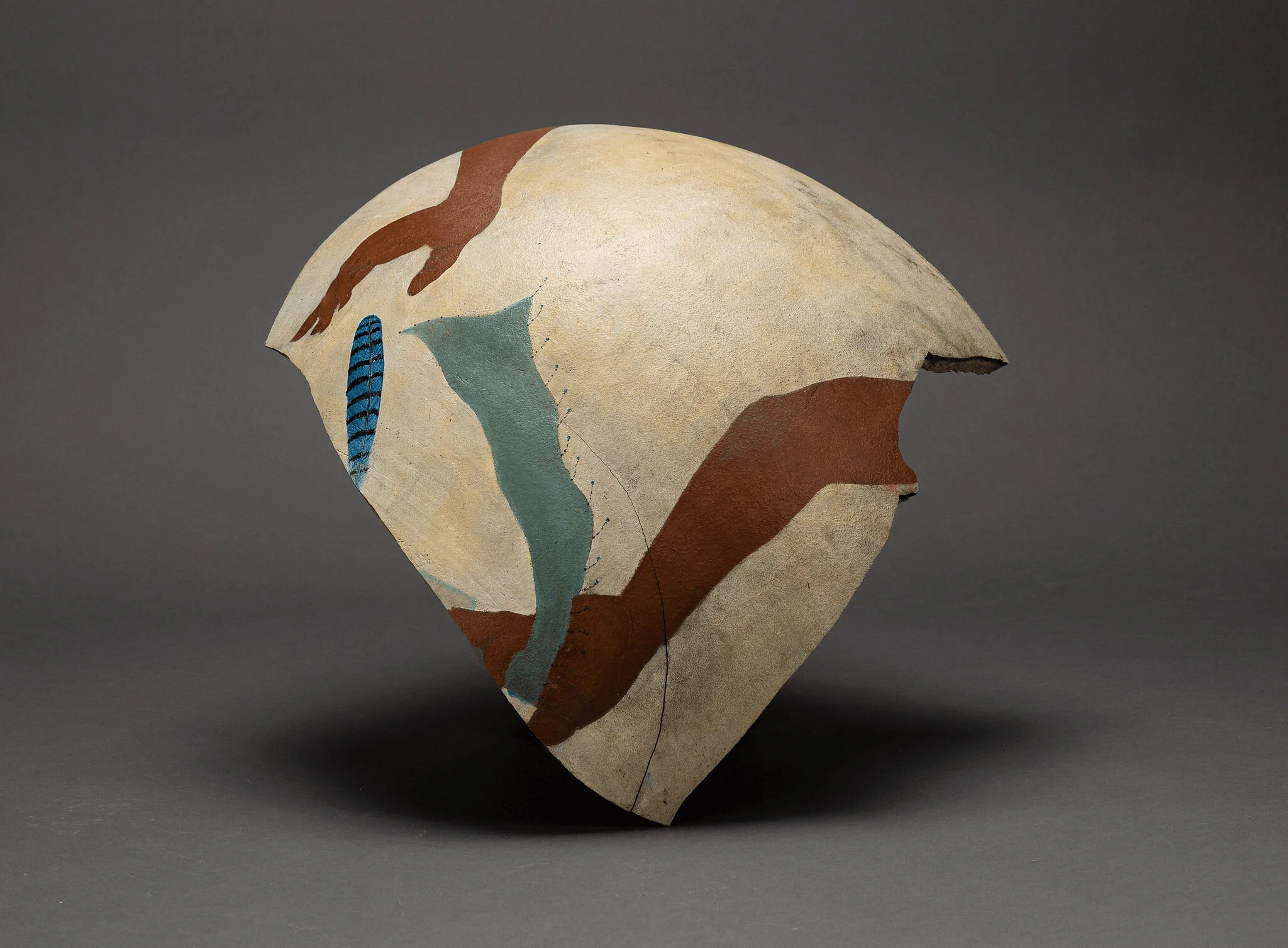 Narrow ceramic vase with figurative painted decoration