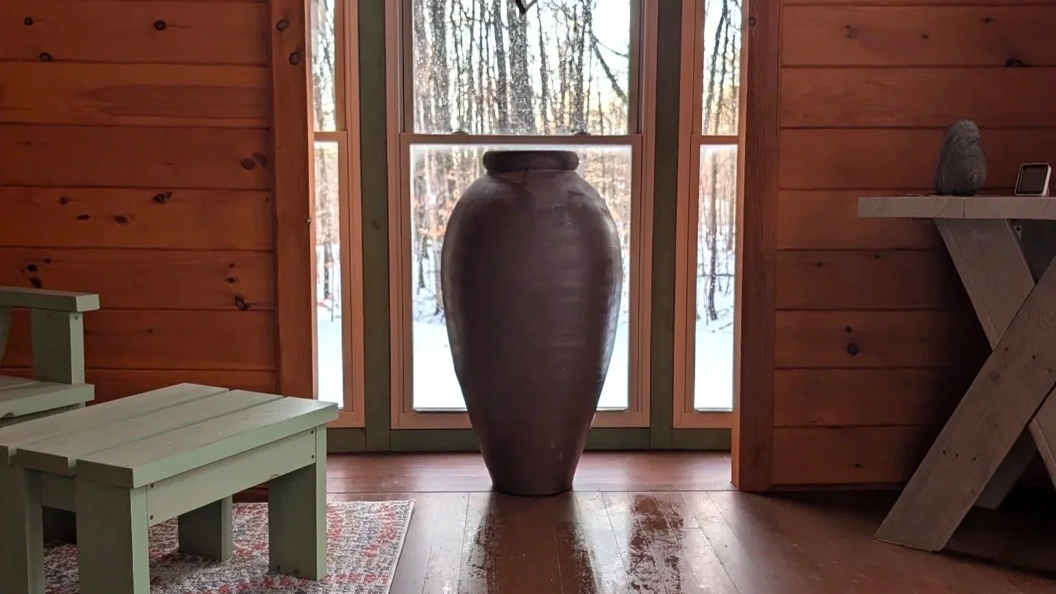 An image of a large vessel inside a room