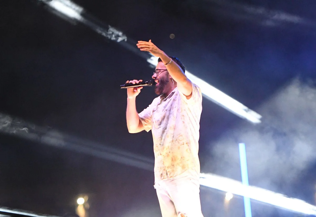   Danny Gokey sings during fireworks display  