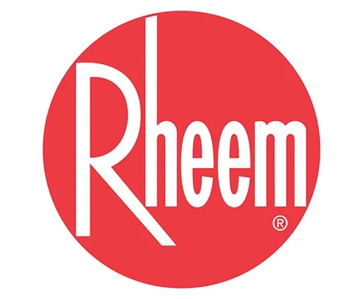 Rheem logo in red circle with white text