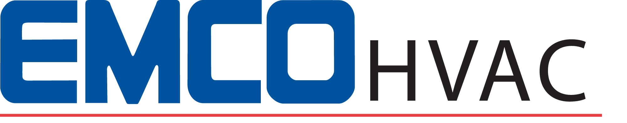 Logo of EMCOLVAC with large blue and black text and a red underline.