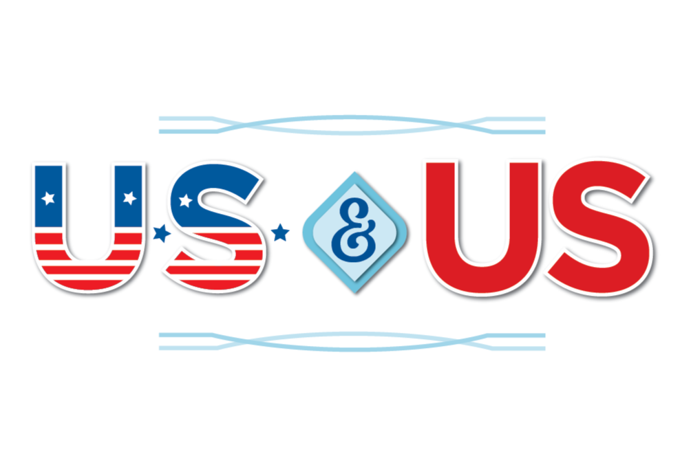 Text logo reading U.S. & US with patriotic stars and stripes design, and decorative blue lines above and below resembling the USA flag.